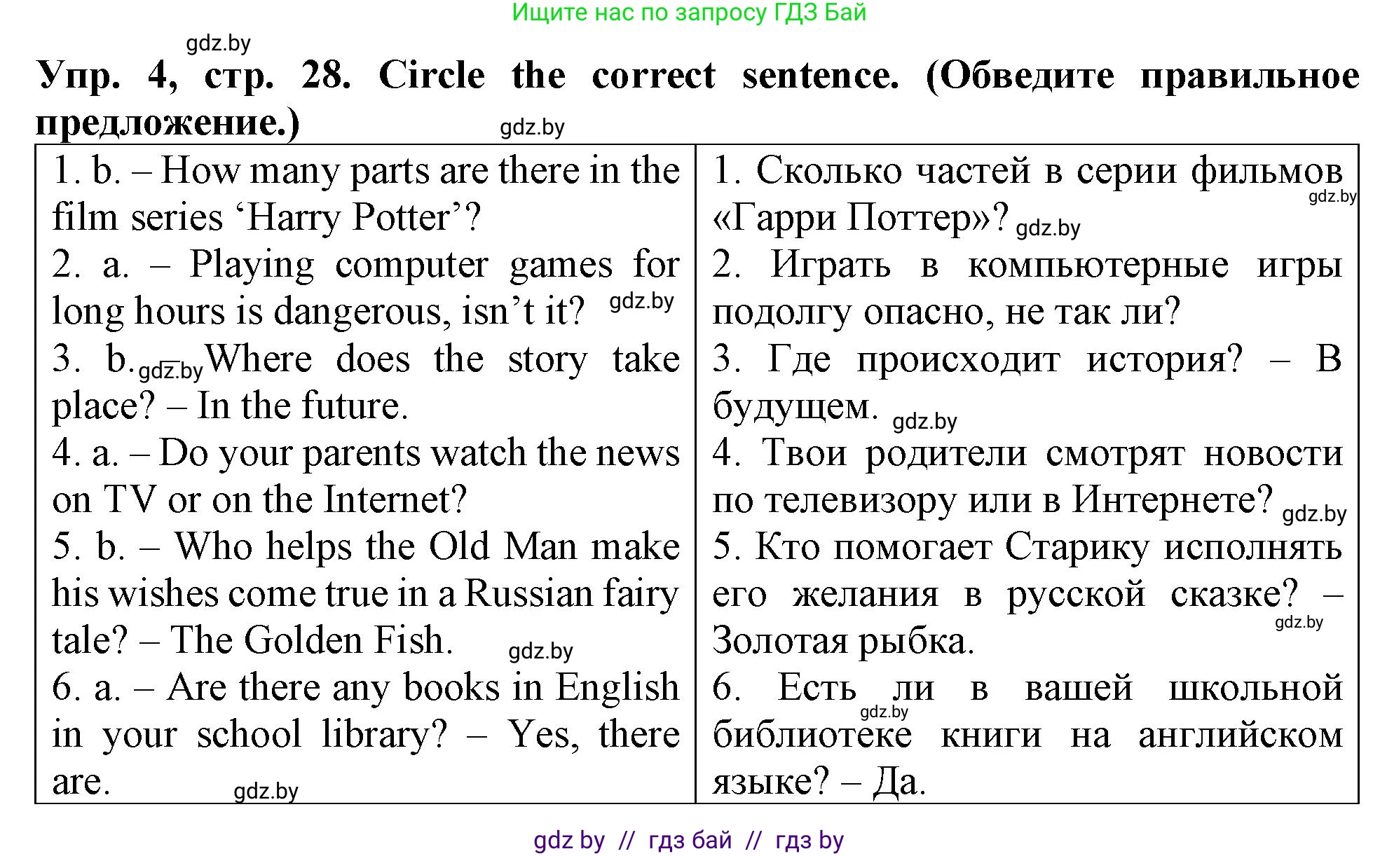 Английский язык (english), 6 класс тесты (test book), авторы: Севрюкова Татьяна Юрьевна, Калишевич Алла Ивановна, издательство Аверсэв, Минск, 2022, оранжевого цвета, страница 28, номер 4, Решение