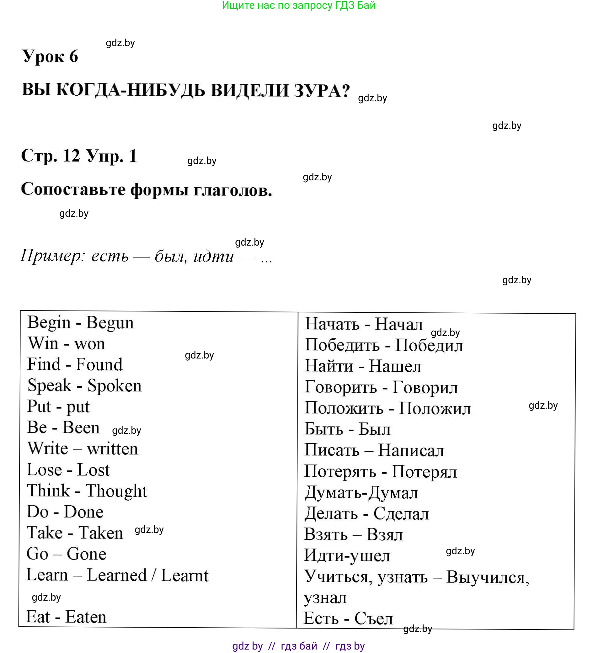 Английский язык (english), 6 класс Рабочая тетрадь (workbook), авторы: Демченко Наталья Валентиновна, Севрюкова Татьяна Юрьевна, Юхнель Наталья Валентиновна, Наумова Елена Георгиевна, Рыбалко О Н, Манешина А В, Маслёнченко Н А, Бушуева Эдите Владиславовна, издательство Аверсэв, Минск, 2020, зелёного цвета, Часть ( Part) 2, страница 12, номер 1, Решение
