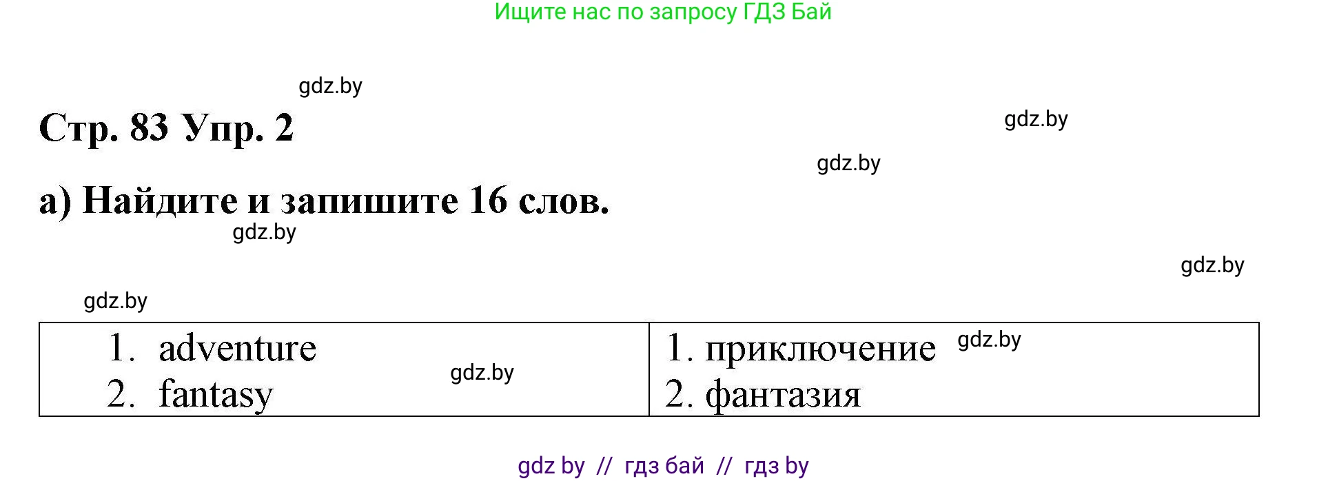 Английский язык (english), 6 класс Рабочая тетрадь (workbook), авторы: Демченко Наталья Валентиновна, Севрюкова Татьяна Юрьевна, Юхнель Наталья Валентиновна, Наумова Елена Георгиевна, Рыбалко О Н, Манешина А В, Маслёнченко Н А, Бушуева Эдите Владиславовна, издательство Аверсэв, Минск, 2020, зелёного цвета, Часть ( Part) 2, страница 83, номер 2, Решение