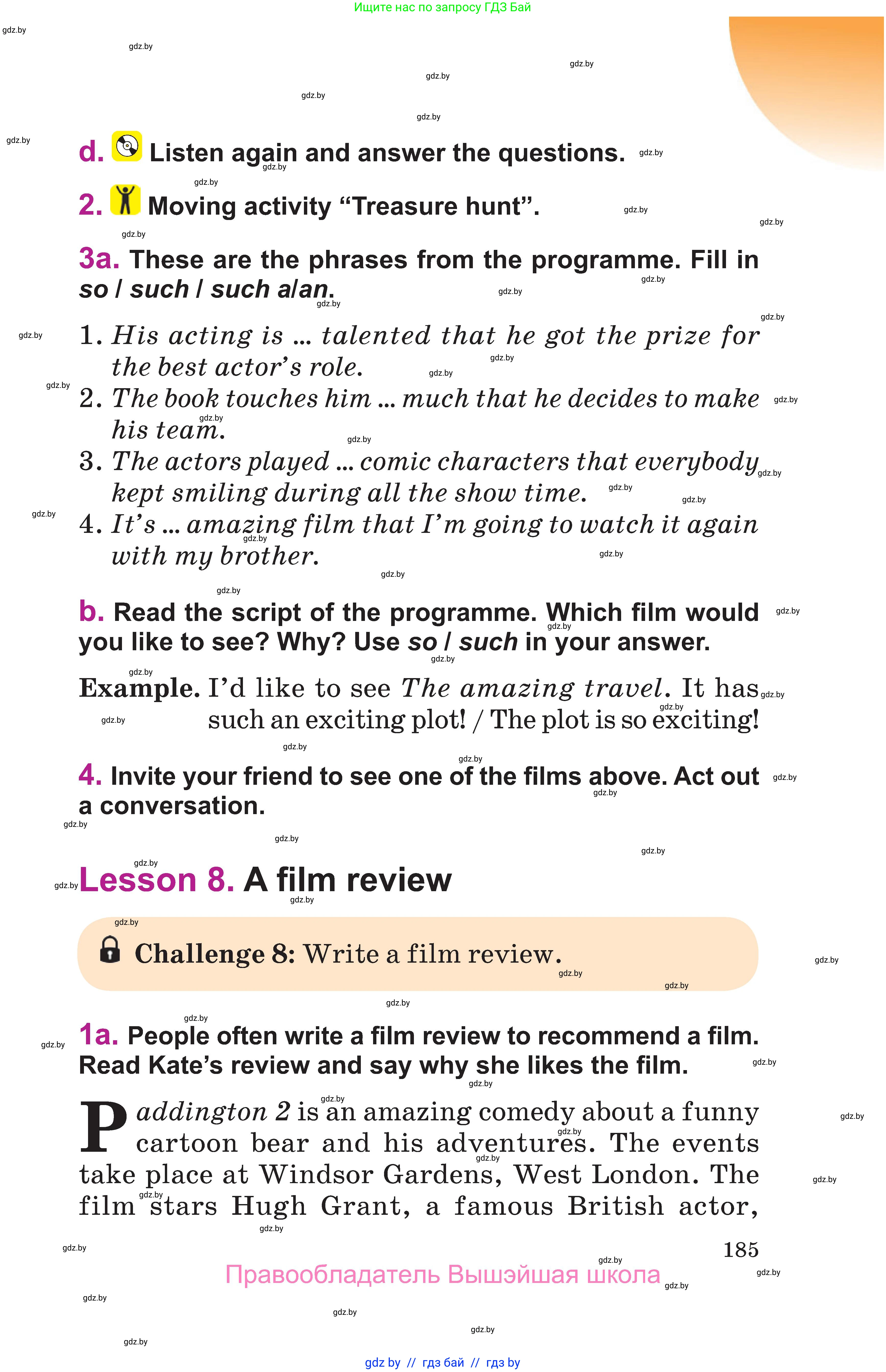 Английский язык (english), 6 класс Учебник, авторы: Демченко Наталья Валентиновна, Севрюкова Татьяна Юрьевна, Юхнель Наталья Валентиновна, Наумова Елена Георгиевна, Рыбалко О Н, Манешина А В, Маслёнченко Н А, издательство Вышэйшая школа, Минск, 2018, красного цвета, Часть 2, страница 185