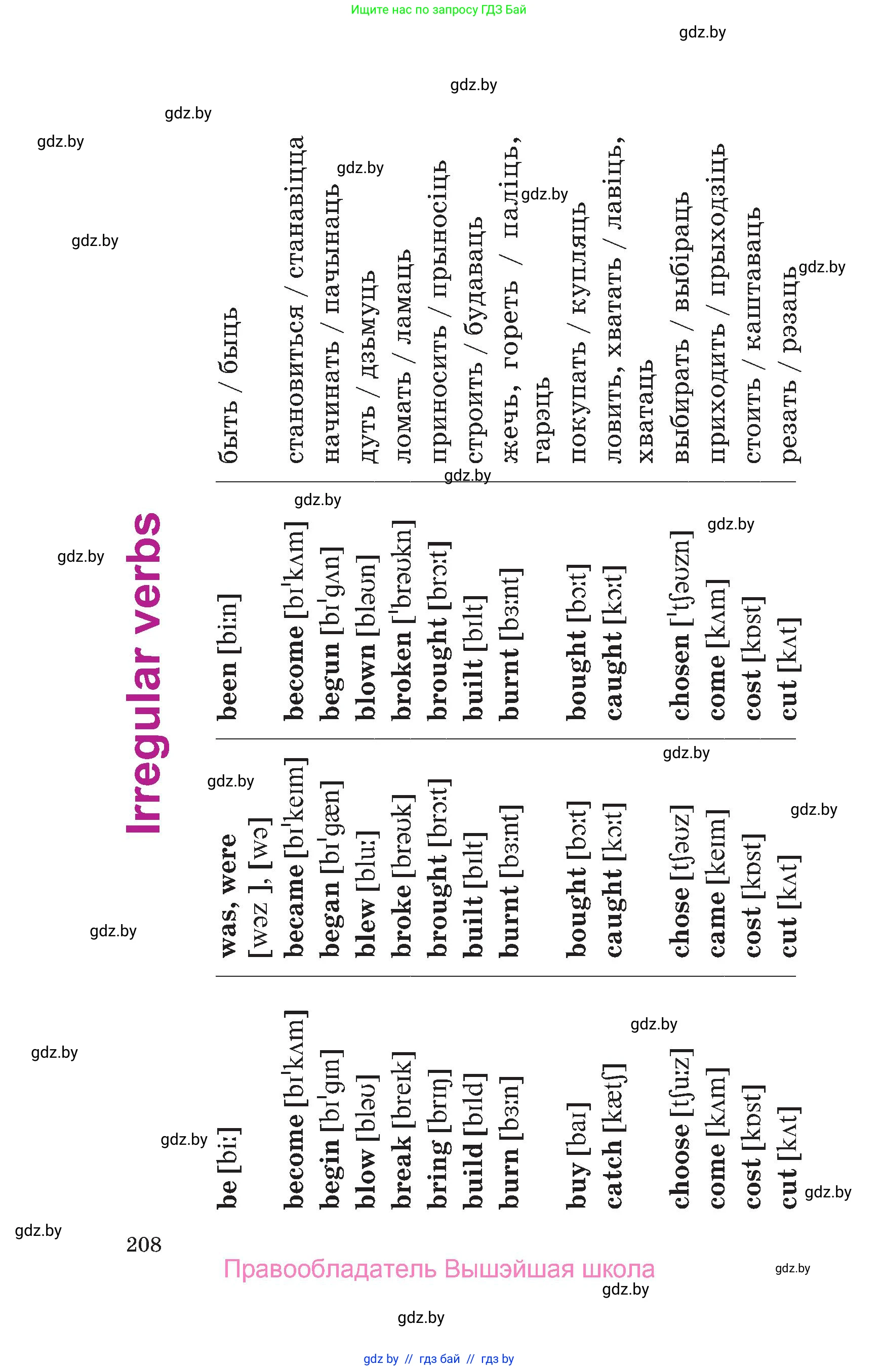 Английский язык (english), 6 класс Учебник, авторы: Демченко Наталья Валентиновна, Севрюкова Татьяна Юрьевна, Юхнель Наталья Валентиновна, Наумова Елена Георгиевна, Рыбалко О Н, Манешина А В, Маслёнченко Н А, издательство Вышэйшая школа, Минск, 2018, красного цвета, страница 208