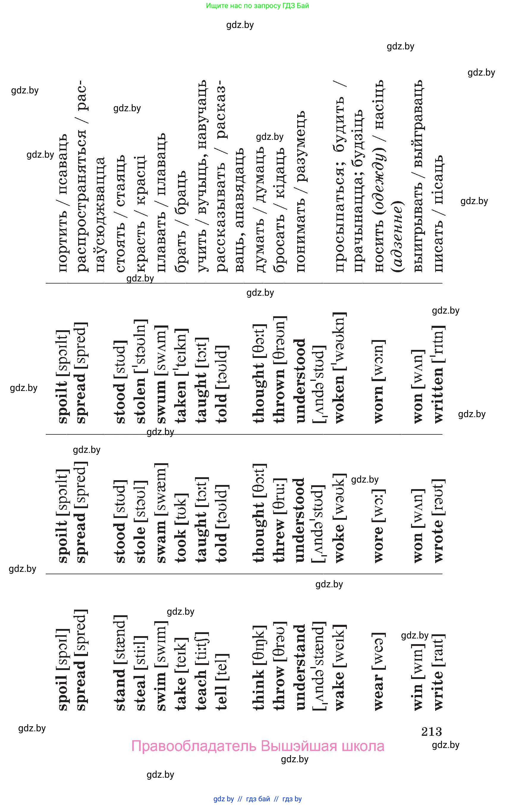 Английский язык (english), 6 класс Учебник, авторы: Демченко Наталья Валентиновна, Севрюкова Татьяна Юрьевна, Юхнель Наталья Валентиновна, Наумова Елена Георгиевна, Рыбалко О Н, Манешина А В, Маслёнченко Н А, издательство Вышэйшая школа, Минск, 2018, красного цвета, страница 213