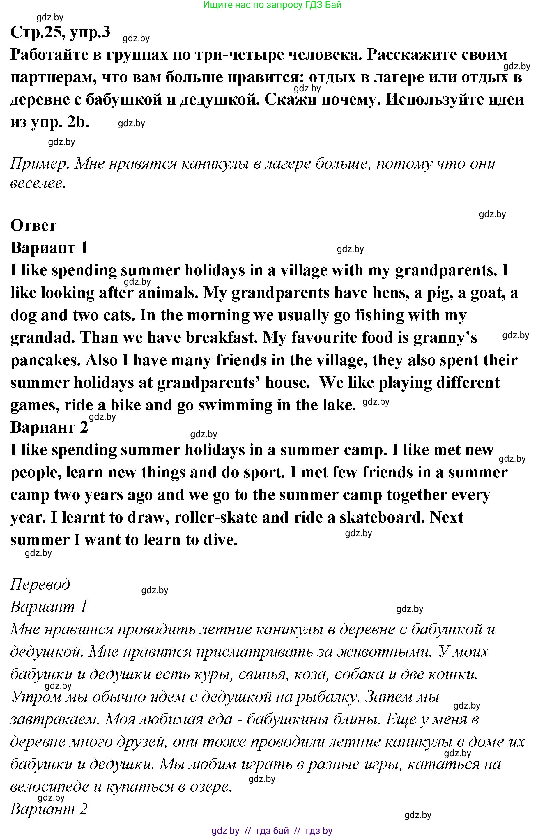 Английский язык (english), 6 класс Учебник, авторы: Юхнель Наталья Валентиновна, Наумова Елена Георгиевна, Малиновская Елена Александровна, издательство Адукацыя i выхаванне, Минск, 2021, страница 25, номер 3, Решение