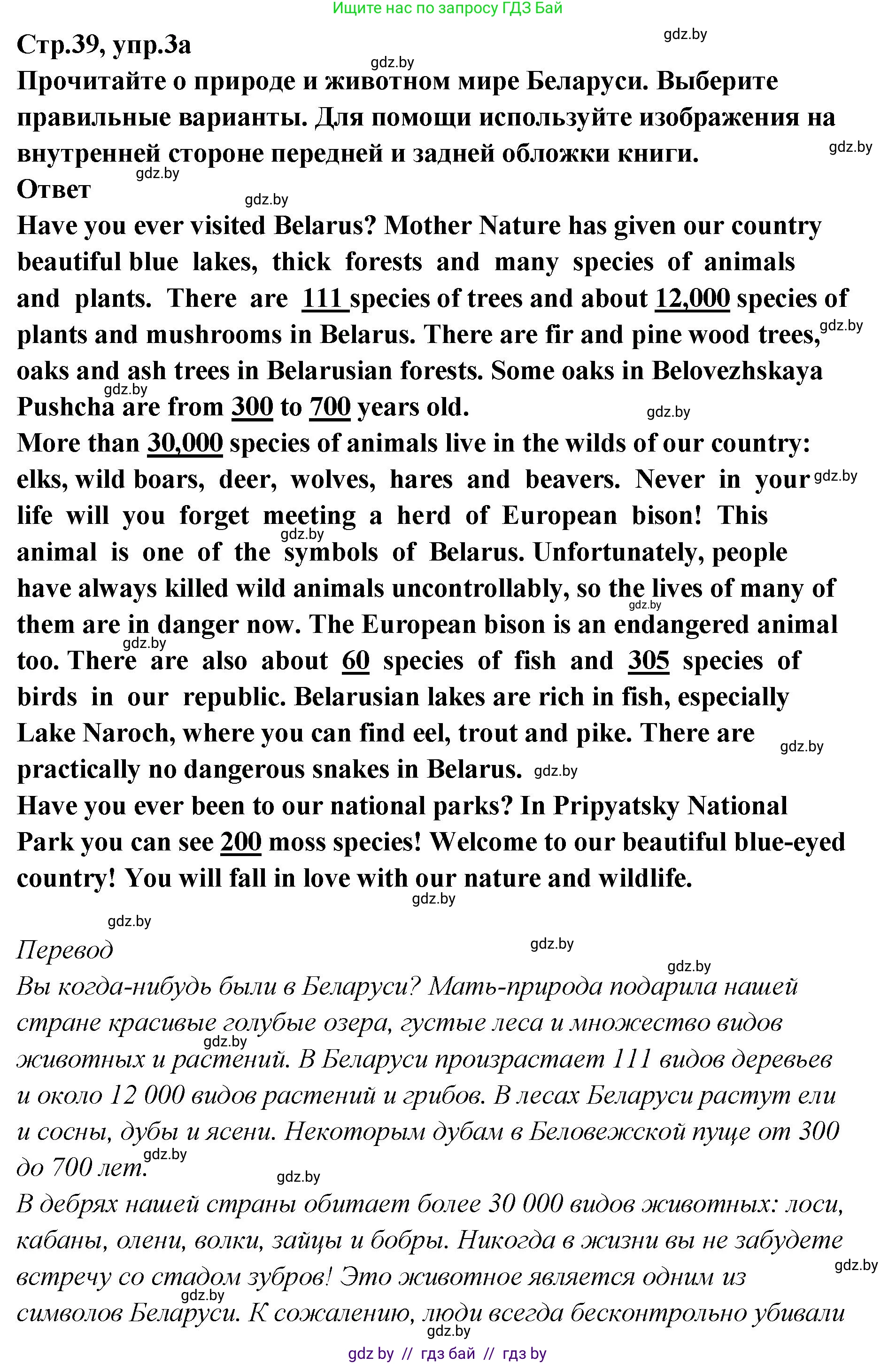 Английский язык (english), 6 класс Учебник, авторы: Юхнель Наталья Валентиновна, Наумова Елена Георгиевна, Малиновская Елена Александровна, издательство Адукацыя i выхаванне, Минск, 2021, страница 39, номер 3, Решение