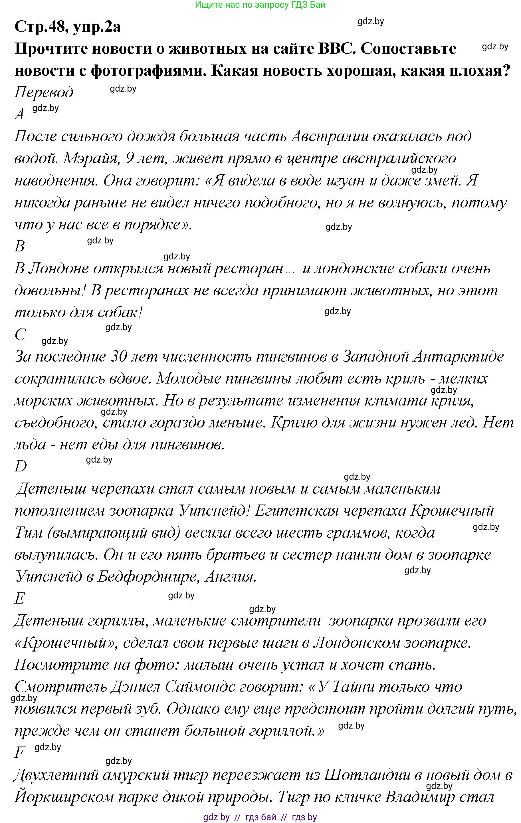 Английский язык (english), 6 класс Учебник, авторы: Юхнель Наталья Валентиновна, Наумова Елена Георгиевна, Малиновская Елена Александровна, издательство Адукацыя i выхаванне, Минск, 2021, страница 48, номер 2, Решение