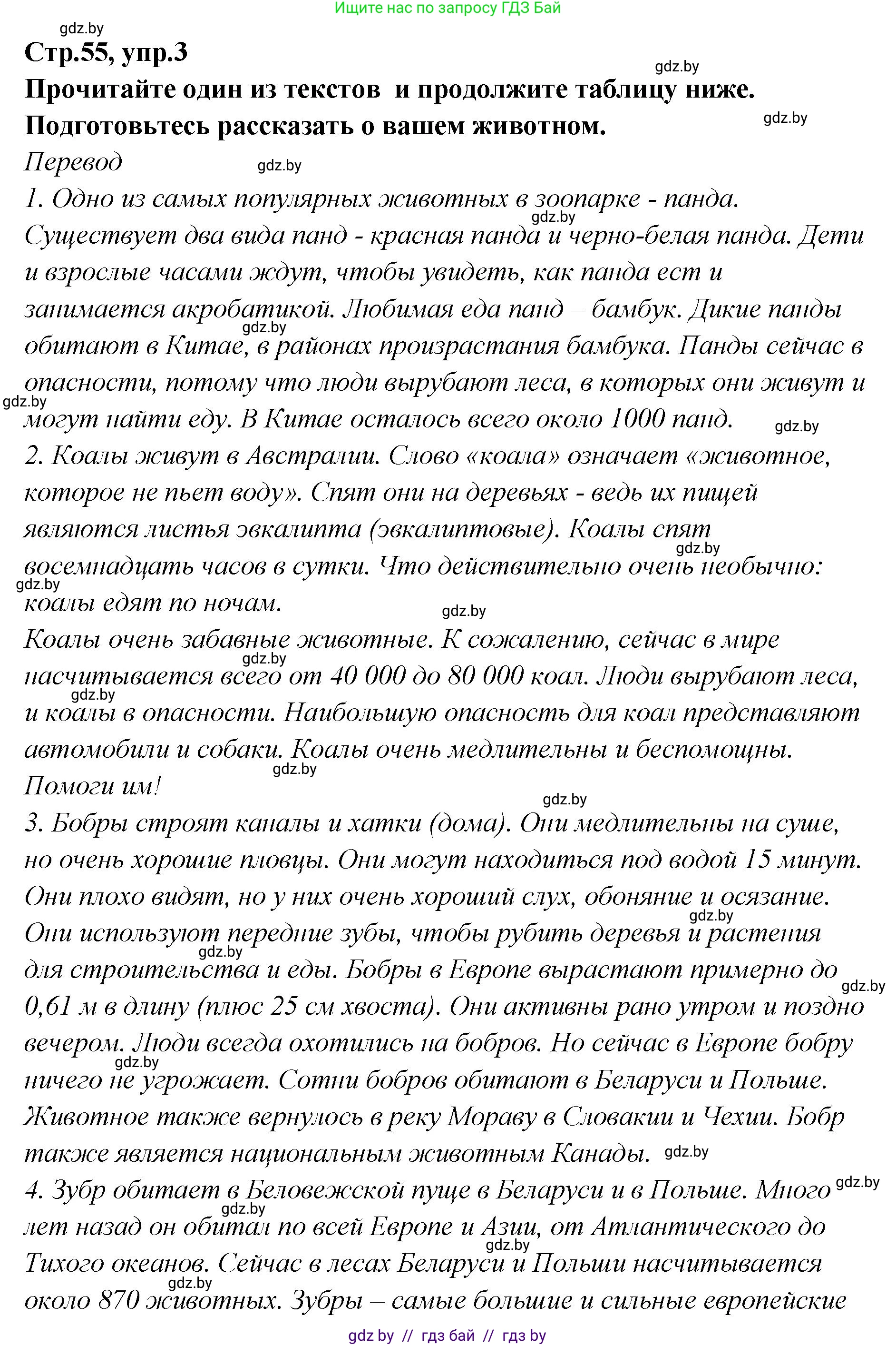 Английский язык (english), 6 класс Учебник, авторы: Юхнель Наталья Валентиновна, Наумова Елена Георгиевна, Малиновская Елена Александровна, издательство Адукацыя i выхаванне, Минск, 2021, страница 55, номер 3, Решение