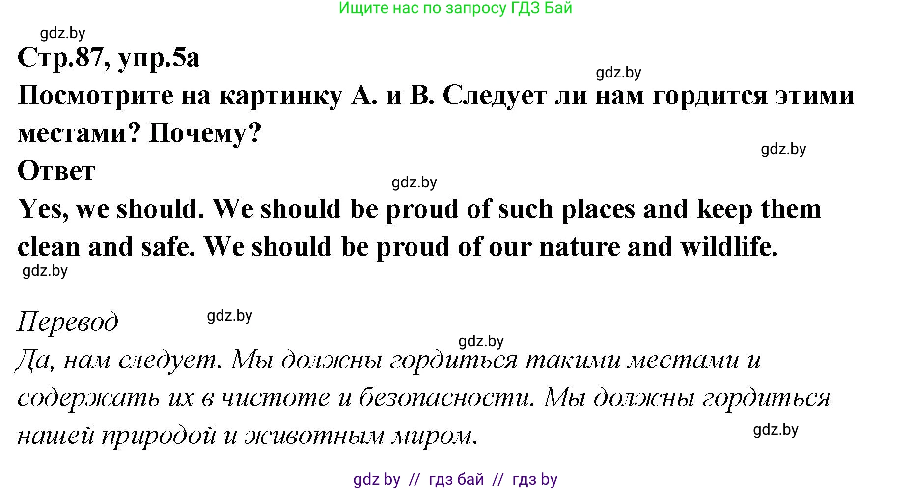 Английский язык (english), 6 класс Учебник, авторы: Юхнель Наталья Валентиновна, Наумова Елена Георгиевна, Малиновская Елена Александровна, издательство Адукацыя i выхаванне, Минск, 2021, страница 87, номер 5, Решение