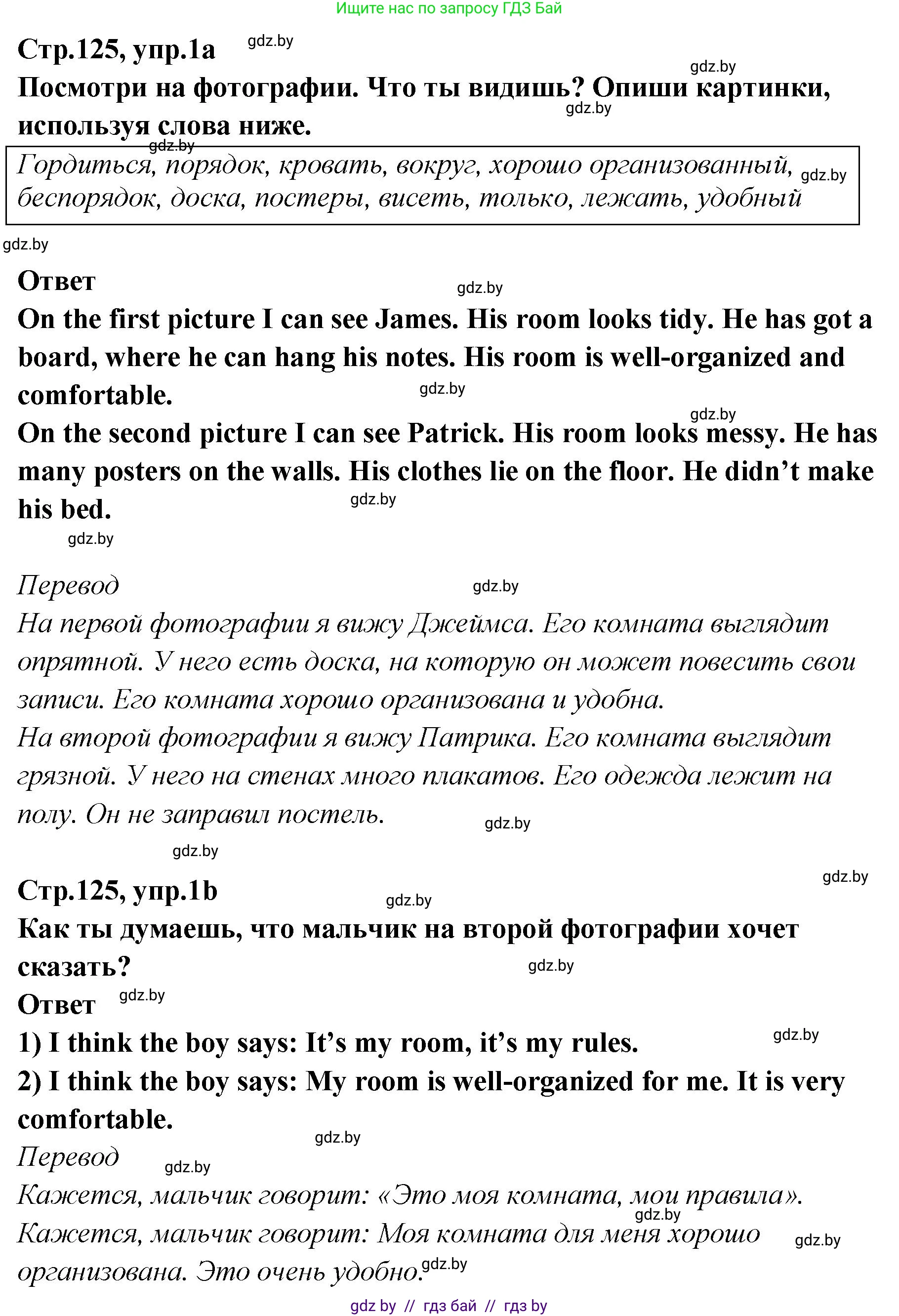 Английский язык (english), 6 класс Учебник, авторы: Юхнель Наталья Валентиновна, Наумова Елена Георгиевна, Малиновская Елена Александровна, издательство Адукацыя i выхаванне, Минск, 2021, страница 125, номер 1, Решение