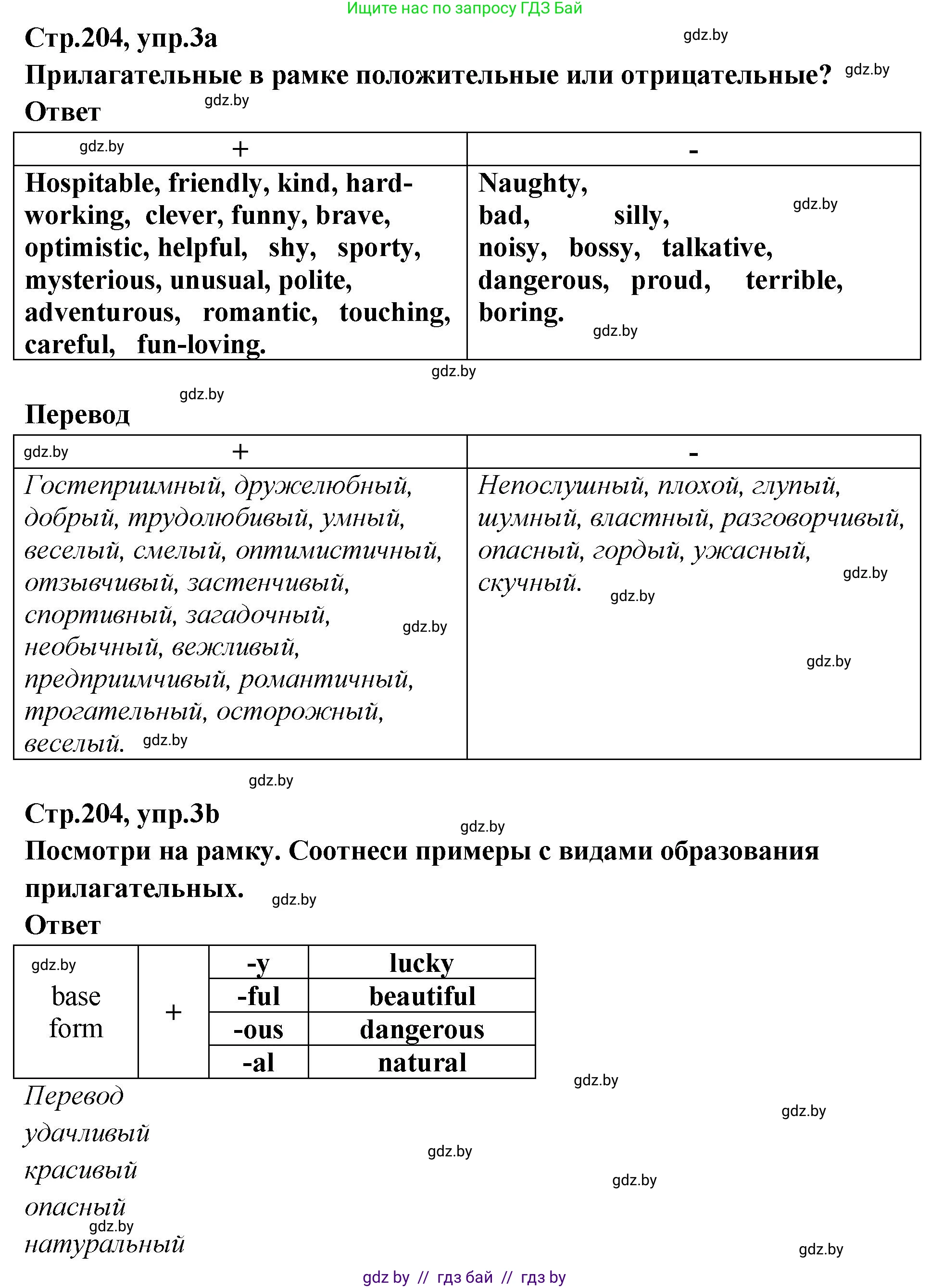 Английский язык (english), 6 класс Учебник, авторы: Юхнель Наталья Валентиновна, Наумова Елена Георгиевна, Малиновская Елена Александровна, издательство Адукацыя i выхаванне, Минск, 2021, страница 204, номер 3, Решение