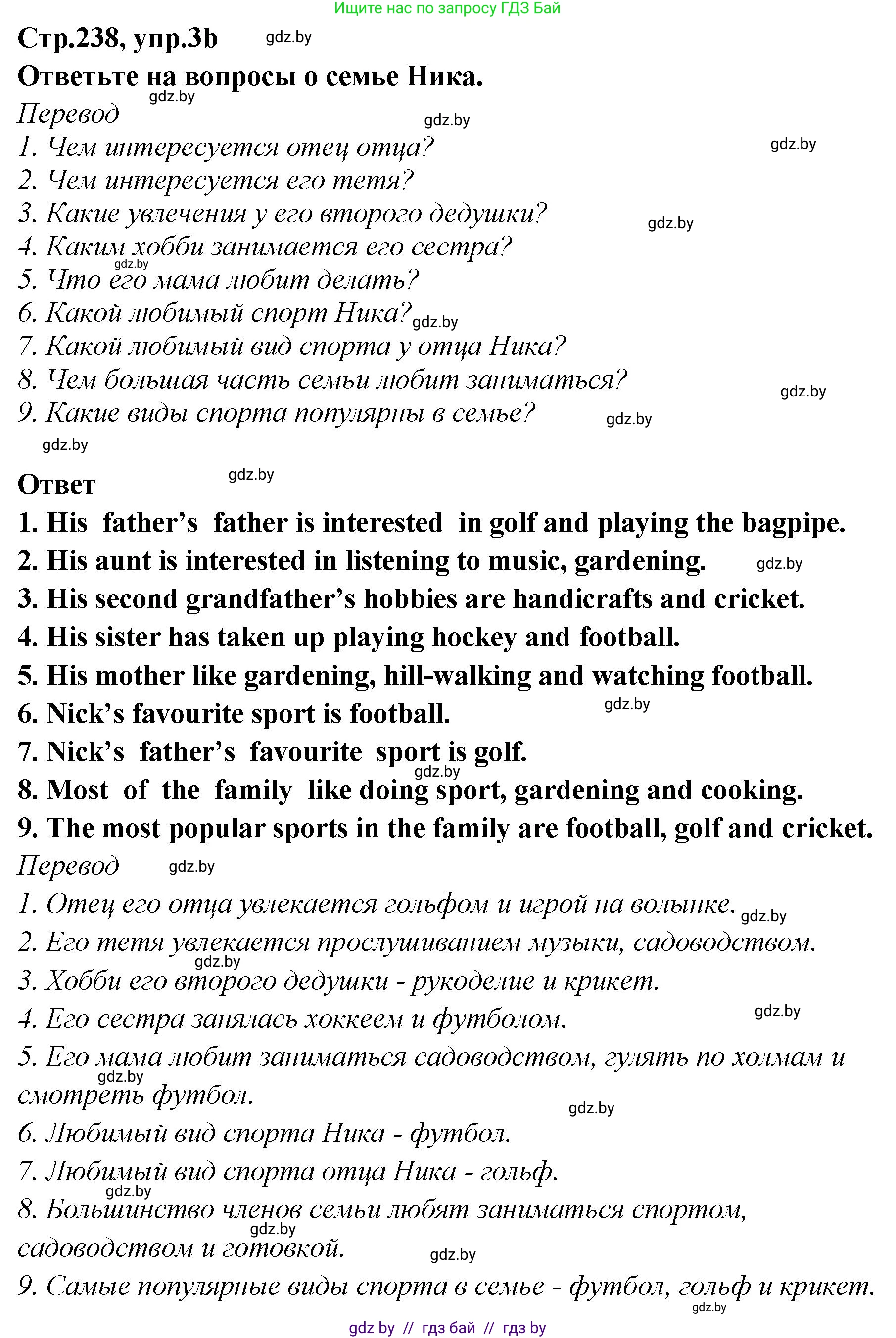 Английский язык (english), 6 класс Учебник, авторы: Юхнель Наталья Валентиновна, Наумова Елена Георгиевна, Малиновская Елена Александровна, издательство Адукацыя i выхаванне, Минск, 2021, страница 238, номер 3, Решение (продолжение 2)