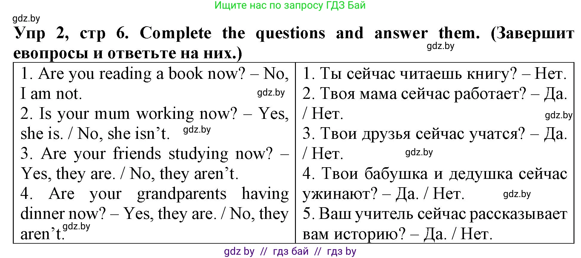 Английский язык (english), 6 класс Тетрадь по грамматике (grammar), авторы: Севрюкова Татьяна Юрьевна, Юхнель Наталья Валентиновна, Бушуева Эдите Владиславовна, издательство Аверсэв, Минск, 2022, зелёного цвета, страница 6, номер 2, Решение