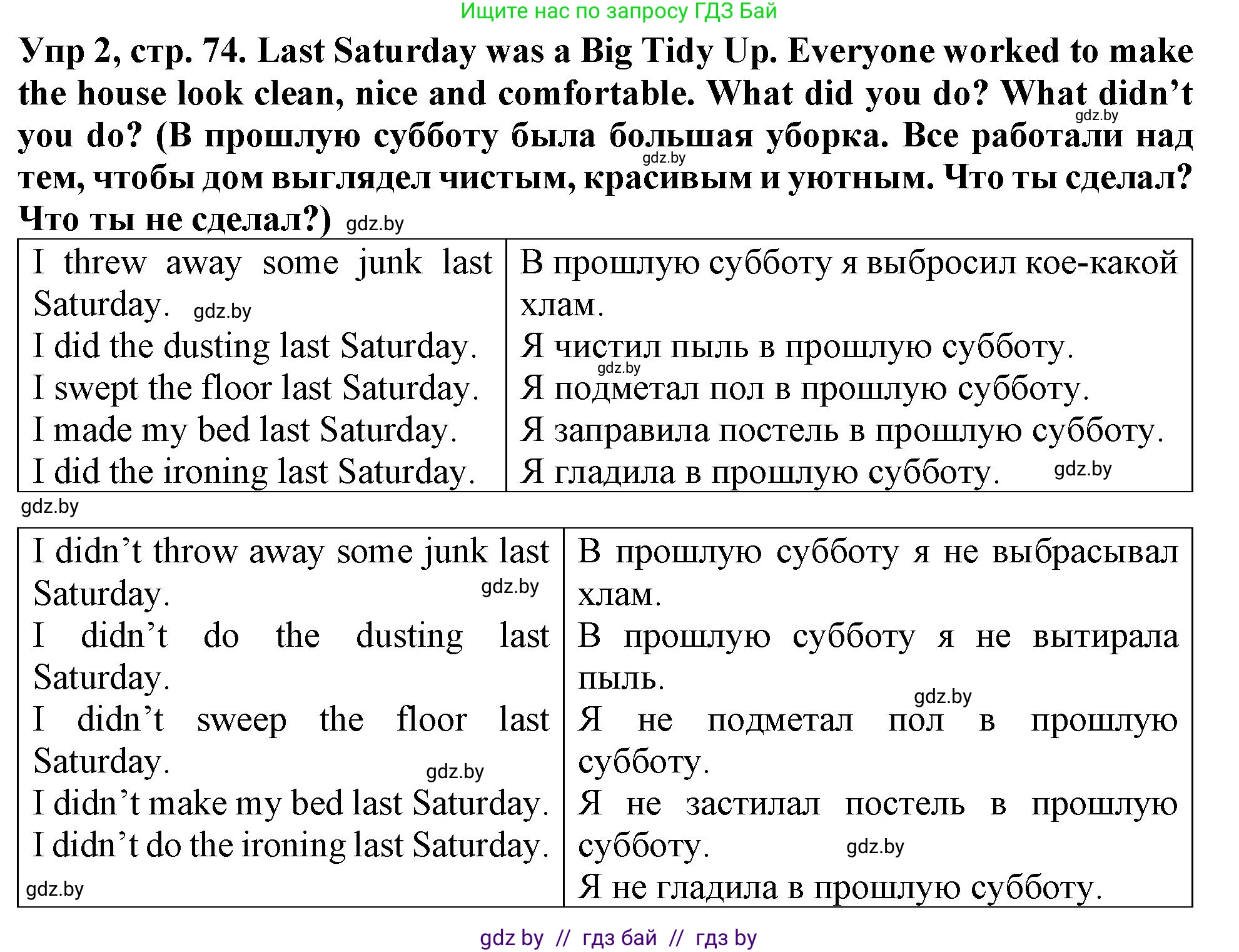 Английский язык (english), 6 класс Тетрадь по грамматике (grammar), авторы: Севрюкова Татьяна Юрьевна, Юхнель Наталья Валентиновна, Бушуева Эдите Владиславовна, издательство Аверсэв, Минск, 2022, зелёного цвета, страница 74, номер 2, Решение