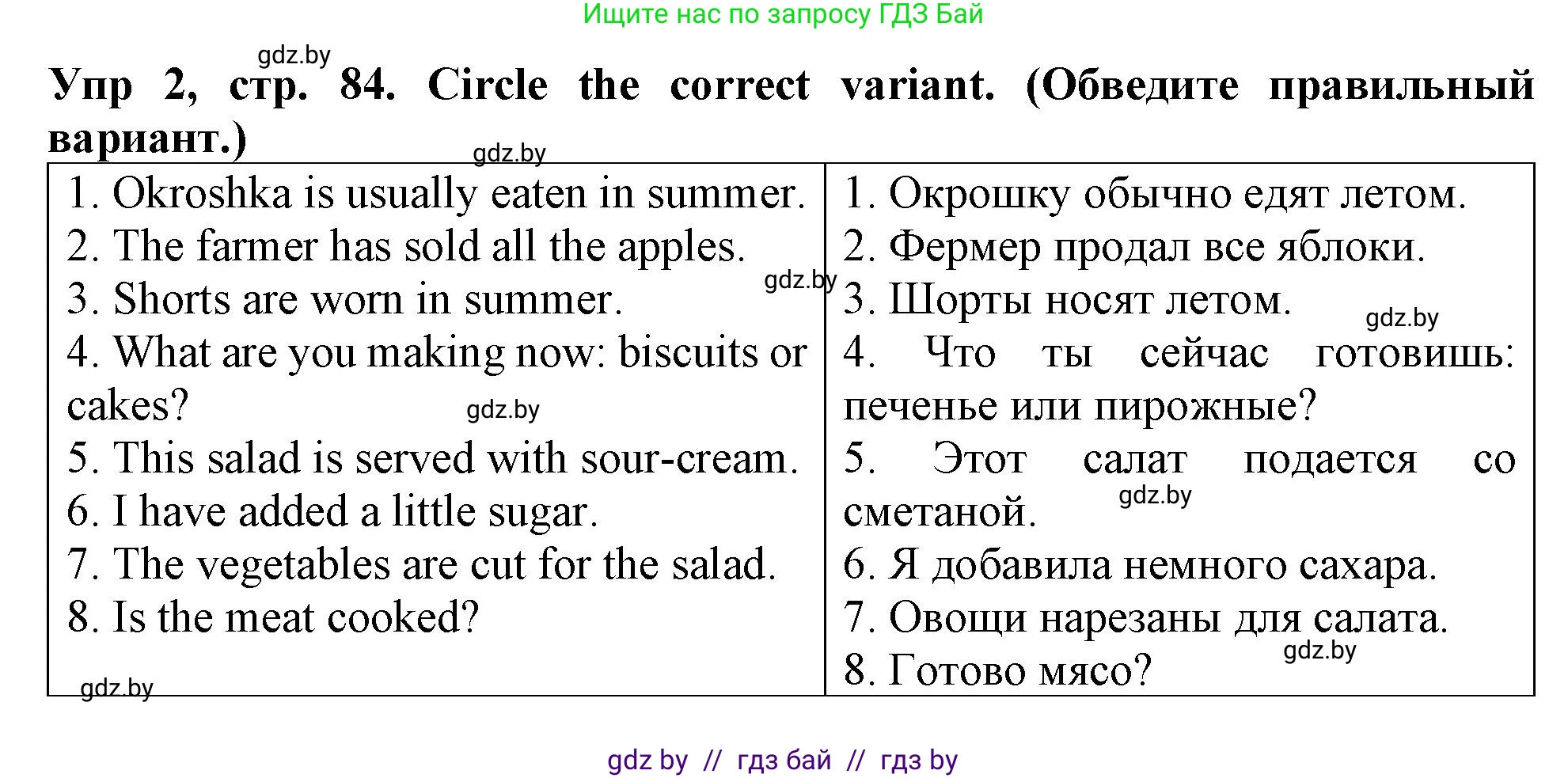 Английский язык (english), 6 класс Тетрадь по грамматике (grammar), авторы: Севрюкова Татьяна Юрьевна, Юхнель Наталья Валентиновна, Бушуева Эдите Владиславовна, издательство Аверсэв, Минск, 2022, зелёного цвета, страница 84, номер 2, Решение