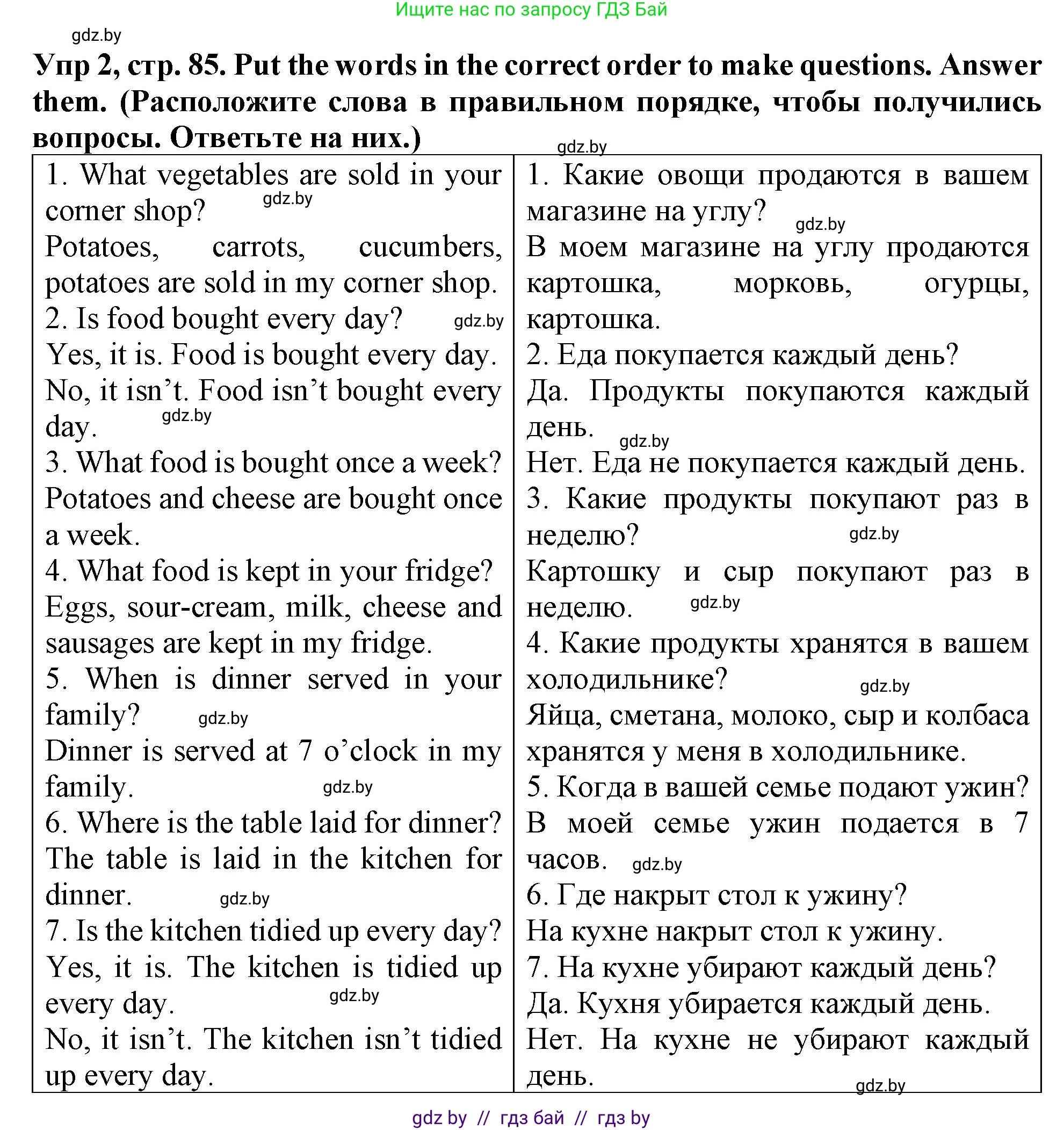 Английский язык (english), 6 класс Тетрадь по грамматике (grammar), авторы: Севрюкова Татьяна Юрьевна, Юхнель Наталья Валентиновна, Бушуева Эдите Владиславовна, издательство Аверсэв, Минск, 2022, зелёного цвета, страница 85, номер 2, Решение