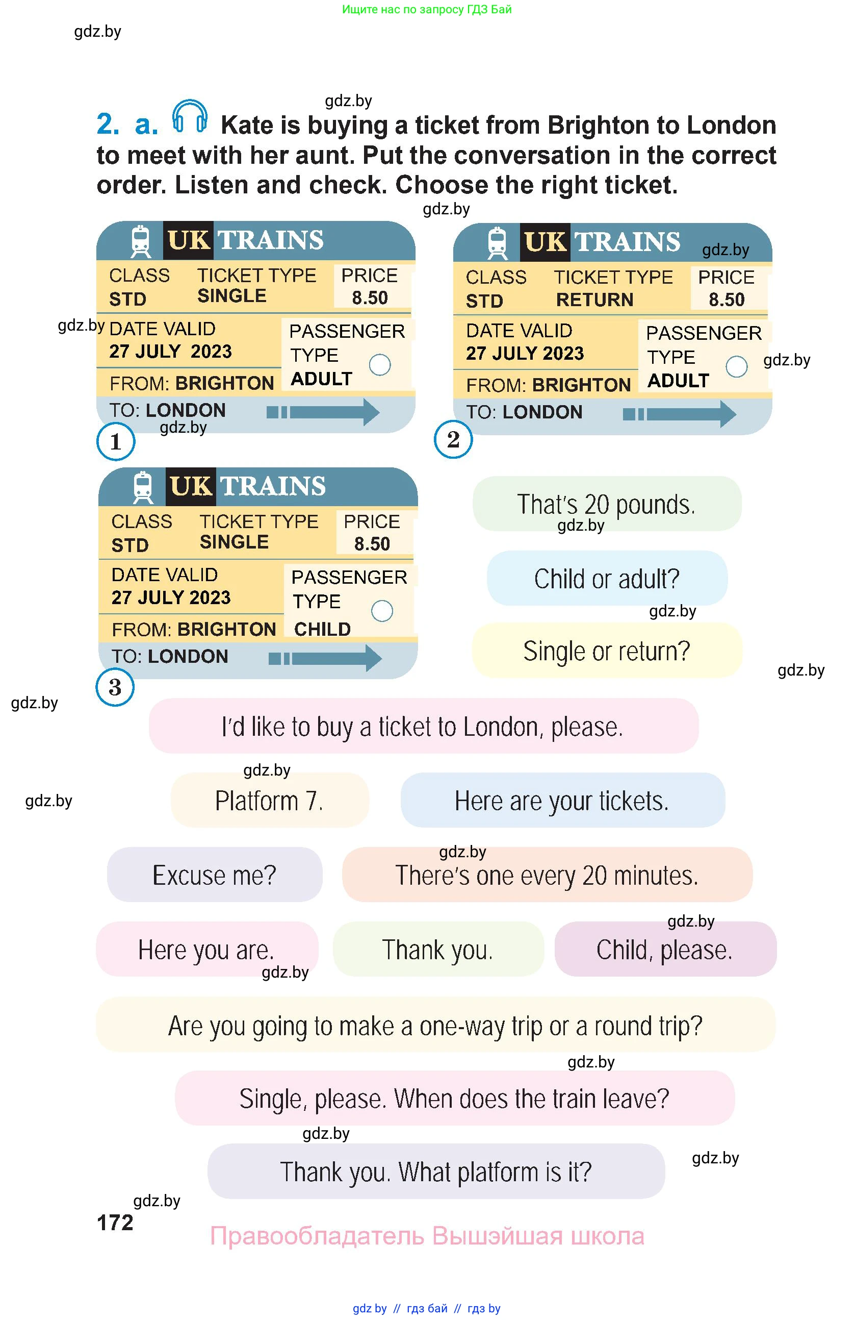 Английский язык (english), 7 класс Учебник (Student's book), авторы: Юхнель Наталья Валентиновна, Демченко Наталья Валентиновна, Наумова Елена Георгиевна, Романчук Вероника Романовна, издательство Вышэйшая школа, Минск, 2023, страница 172