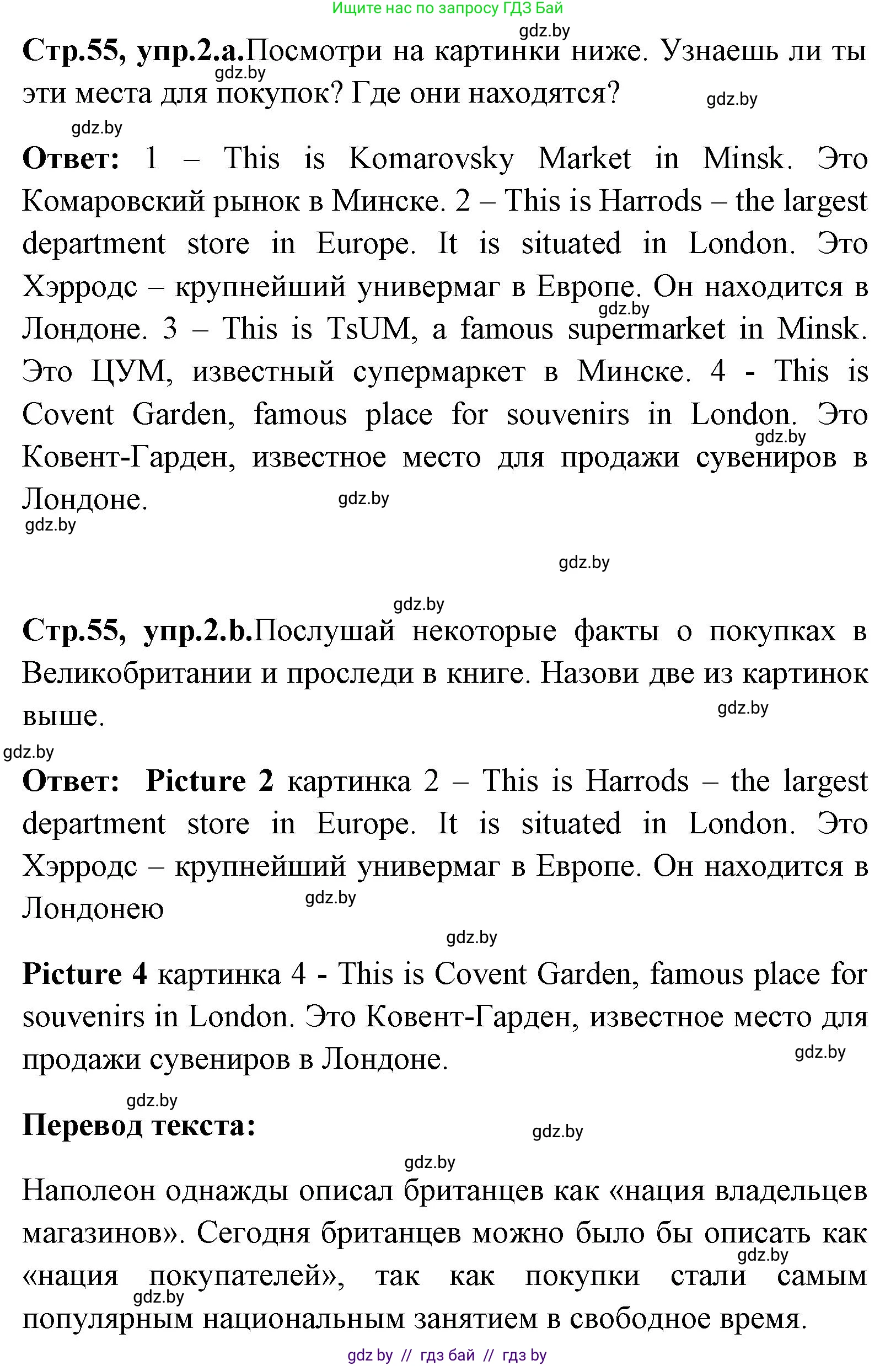 Английский язык (english), 7 класс Учебник (Student's book), авторы: Юхнель Наталья Валентиновна, Демченко Наталья Валентиновна, Наумова Елена Георгиевна, Романчук Вероника Романовна, издательство Вышэйшая школа, Минск, 2023, страница 55, номер 2, Решение