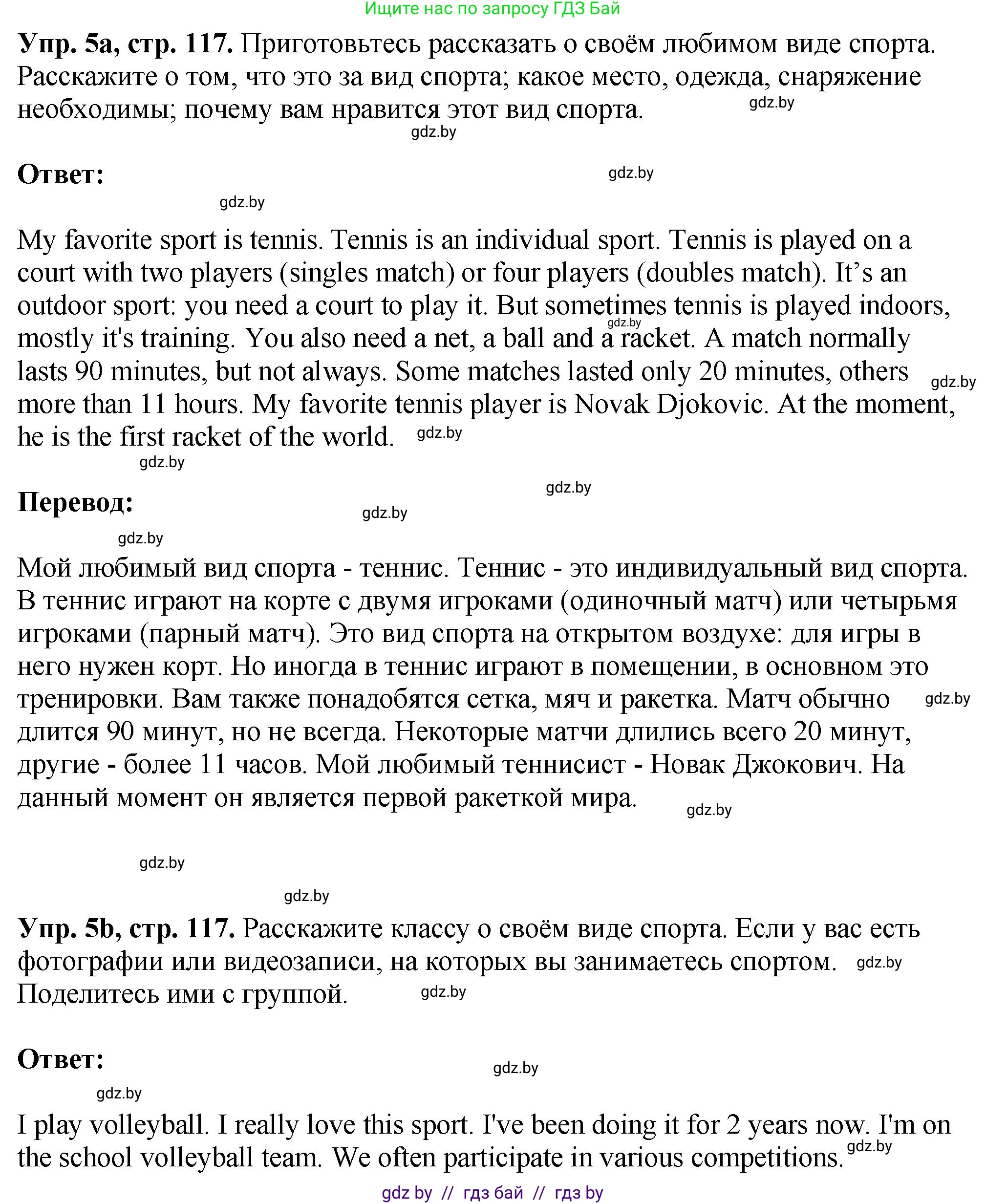 Английский язык (english), 7 класс Учебник (Student's book), авторы: Юхнель Наталья Валентиновна, Демченко Наталья Валентиновна, Наумова Елена Георгиевна, Романчук Вероника Романовна, издательство Вышэйшая школа, Минск, 2023, страница 117, номер 5, Решение