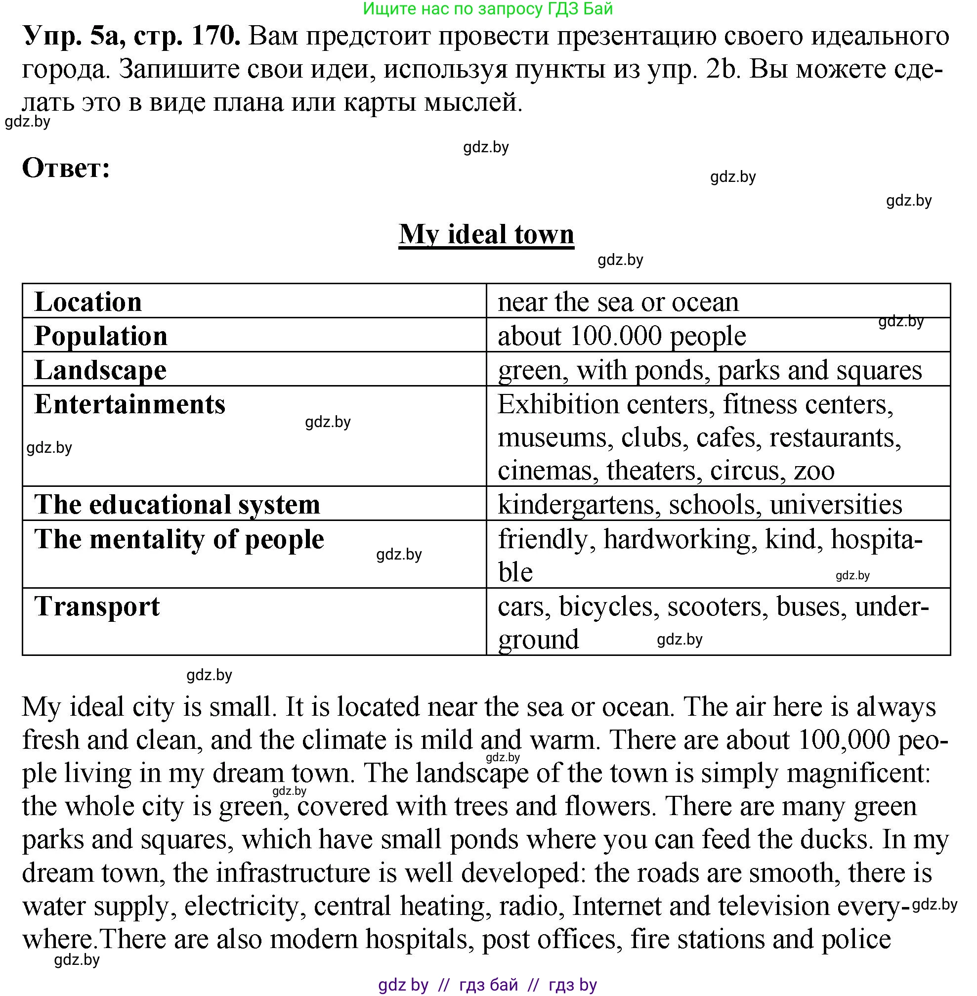 Английский язык (english), 7 класс Учебник (Student's book), авторы: Юхнель Наталья Валентиновна, Демченко Наталья Валентиновна, Наумова Елена Георгиевна, Романчук Вероника Романовна, издательство Вышэйшая школа, Минск, 2023, страница 170, номер 5, Решение