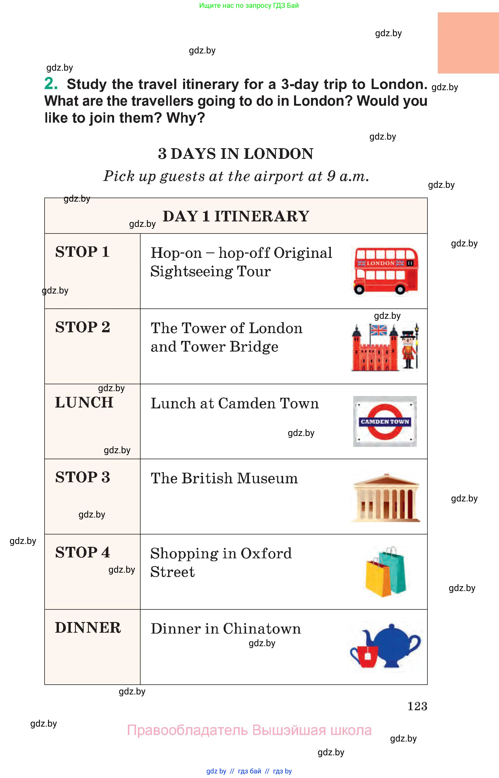 Английский язык (english), 7 класс Учебник (Student's book), авторы: Демченко Наталья Валентиновна, Севрюкова Татьяна Юрьевна, Юхнель Наталья Валентиновна, Наумова Елена Георгиевна, Манешина А В, Маслёнченко Н А, издательство Вышэйшая школа, Минск, 2019, оранжевого цвета, Часть ( Part) 1, страница 123