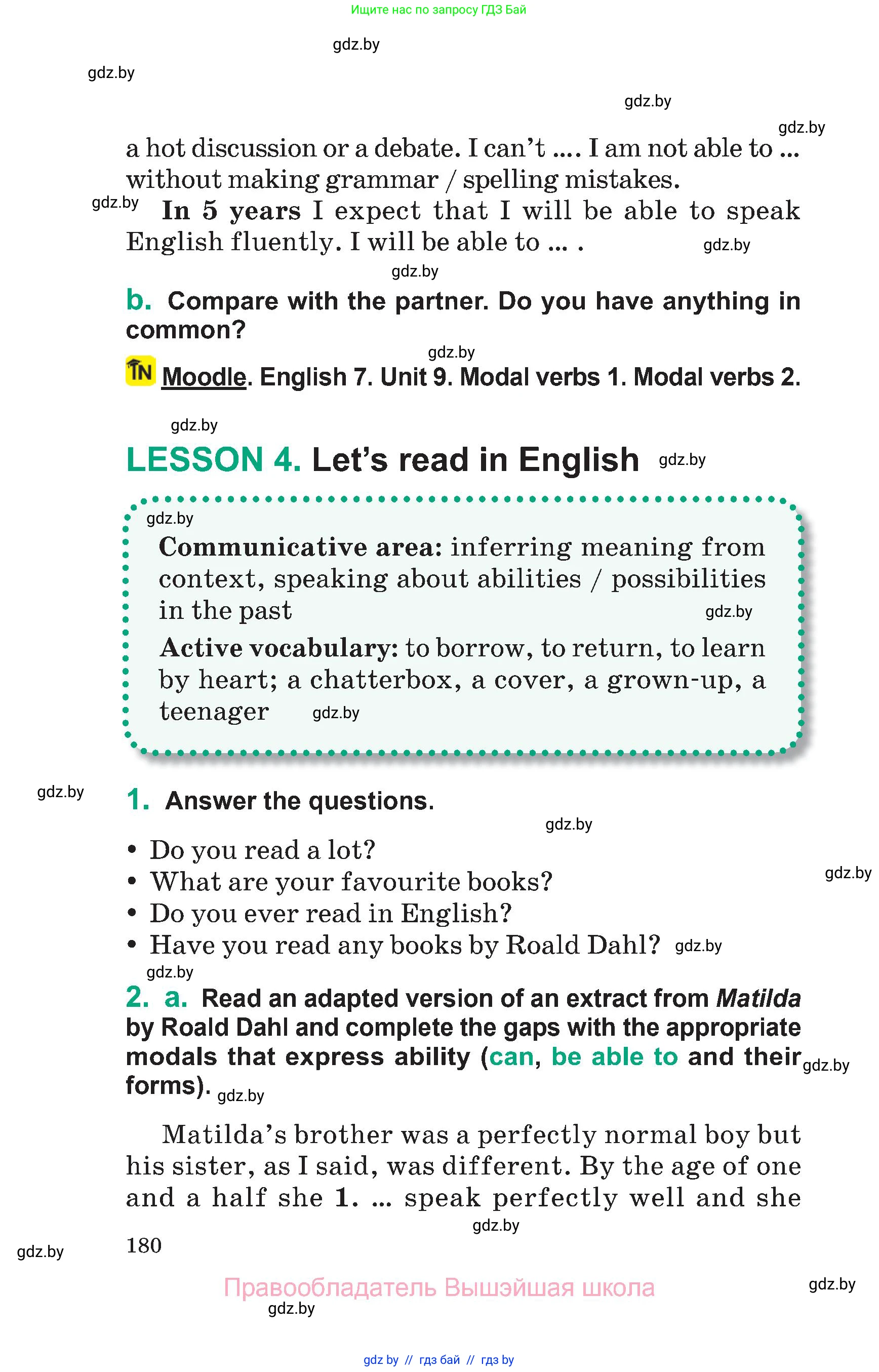 Английский язык (english), 7 класс Учебник (Student's book), авторы: Демченко Наталья Валентиновна, Севрюкова Татьяна Юрьевна, Юхнель Наталья Валентиновна, Наумова Елена Георгиевна, Манешина А В, Маслёнченко Н А, издательство Вышэйшая школа, Минск, 2019, оранжевого цвета, Часть ( Part) 2, страница 180