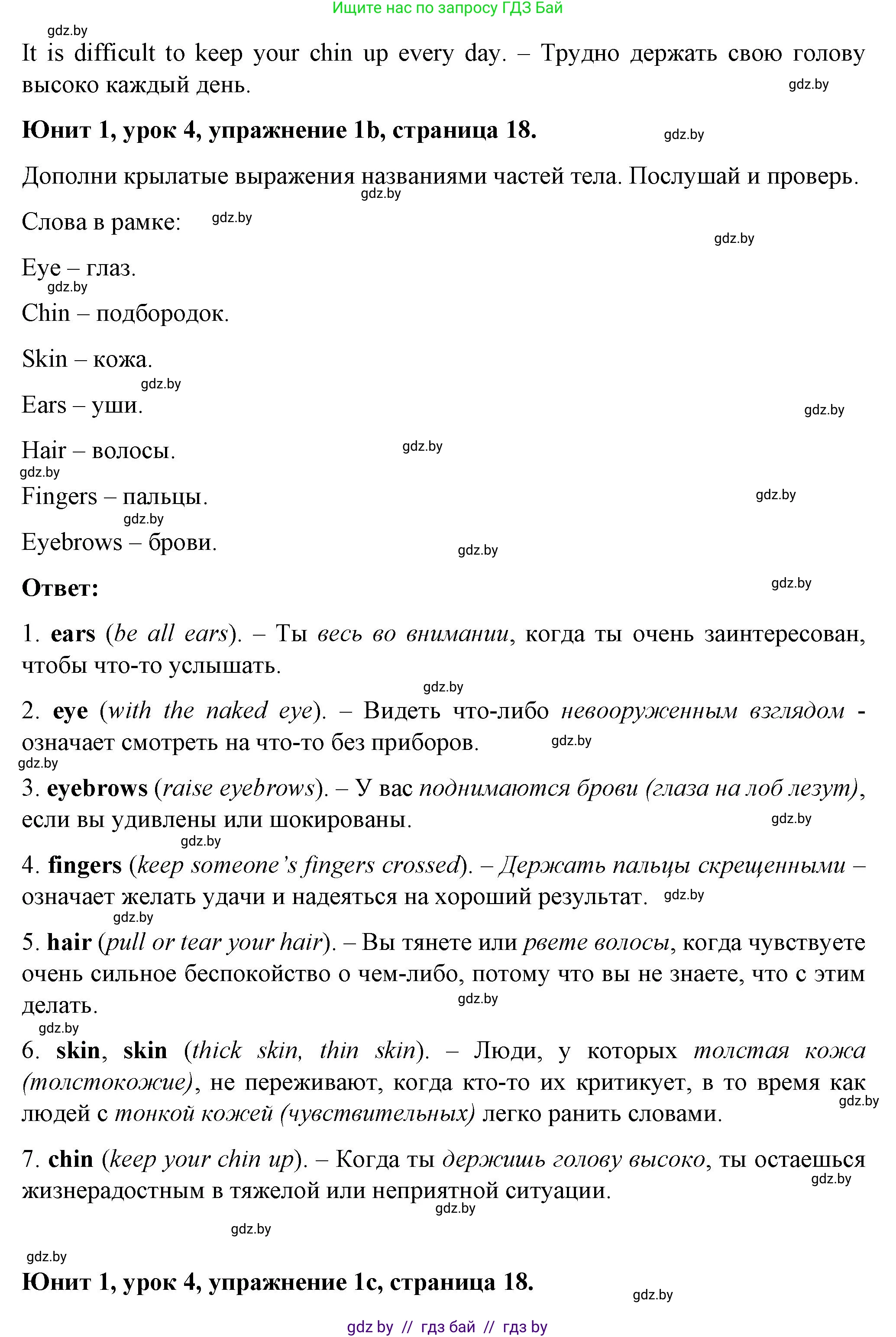 Английский язык (english), 7 класс Учебник (Student's book), авторы: Демченко Наталья Валентиновна, Севрюкова Татьяна Юрьевна, Юхнель Наталья Валентиновна, Наумова Елена Георгиевна, Манешина А В, Маслёнченко Н А, издательство Вышэйшая школа, Минск, 2019, оранжевого цвета, Часть ( Part) 1, страница 18, номер 1, Решение (продолжение 2)