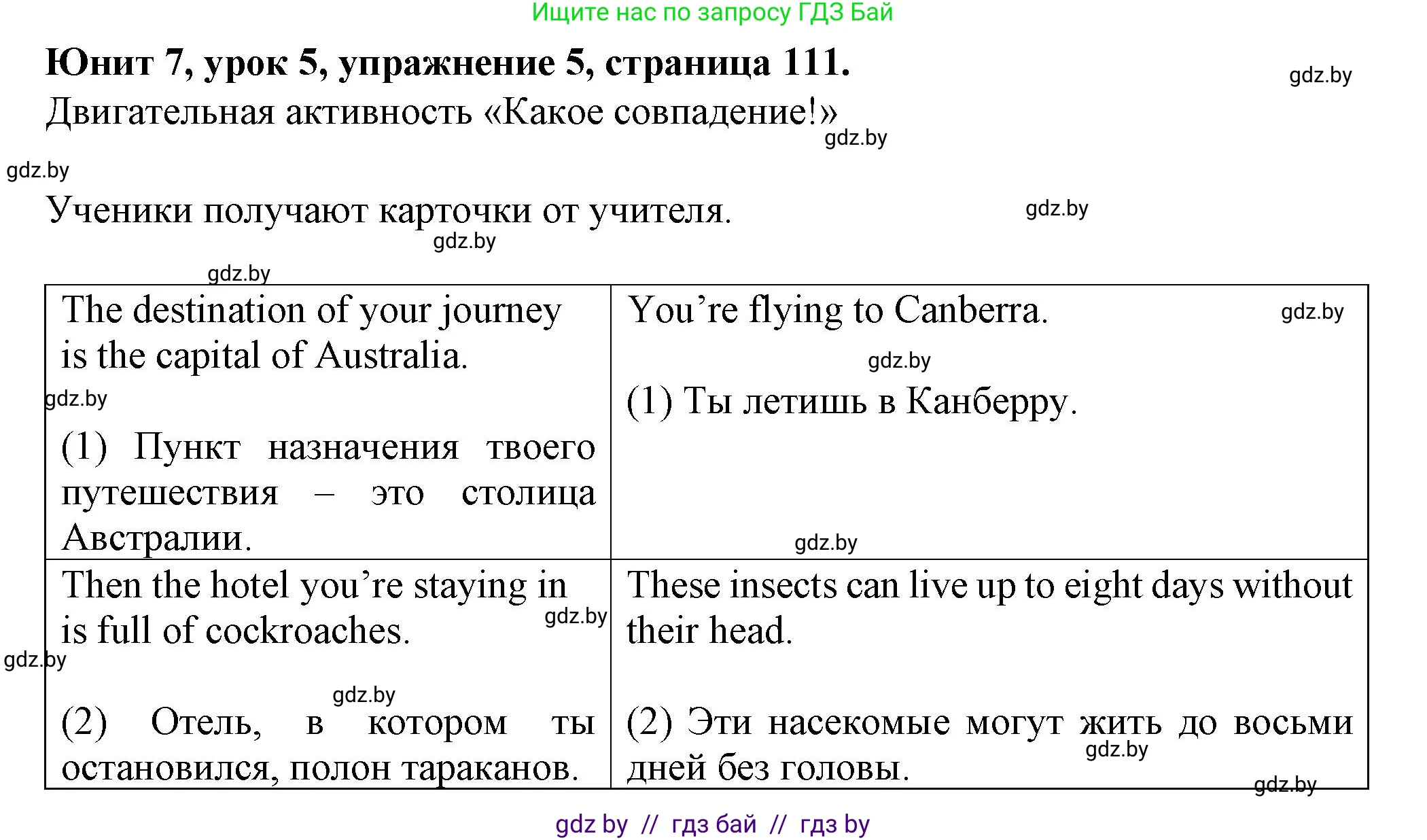 Английский язык (english), 7 класс Учебник (Student's book), авторы: Демченко Наталья Валентиновна, Севрюкова Татьяна Юрьевна, Юхнель Наталья Валентиновна, Наумова Елена Георгиевна, Манешина А В, Маслёнченко Н А, издательство Вышэйшая школа, Минск, 2019, оранжевого цвета, Часть ( Part) 2, страница 111, номер 5, Решение
