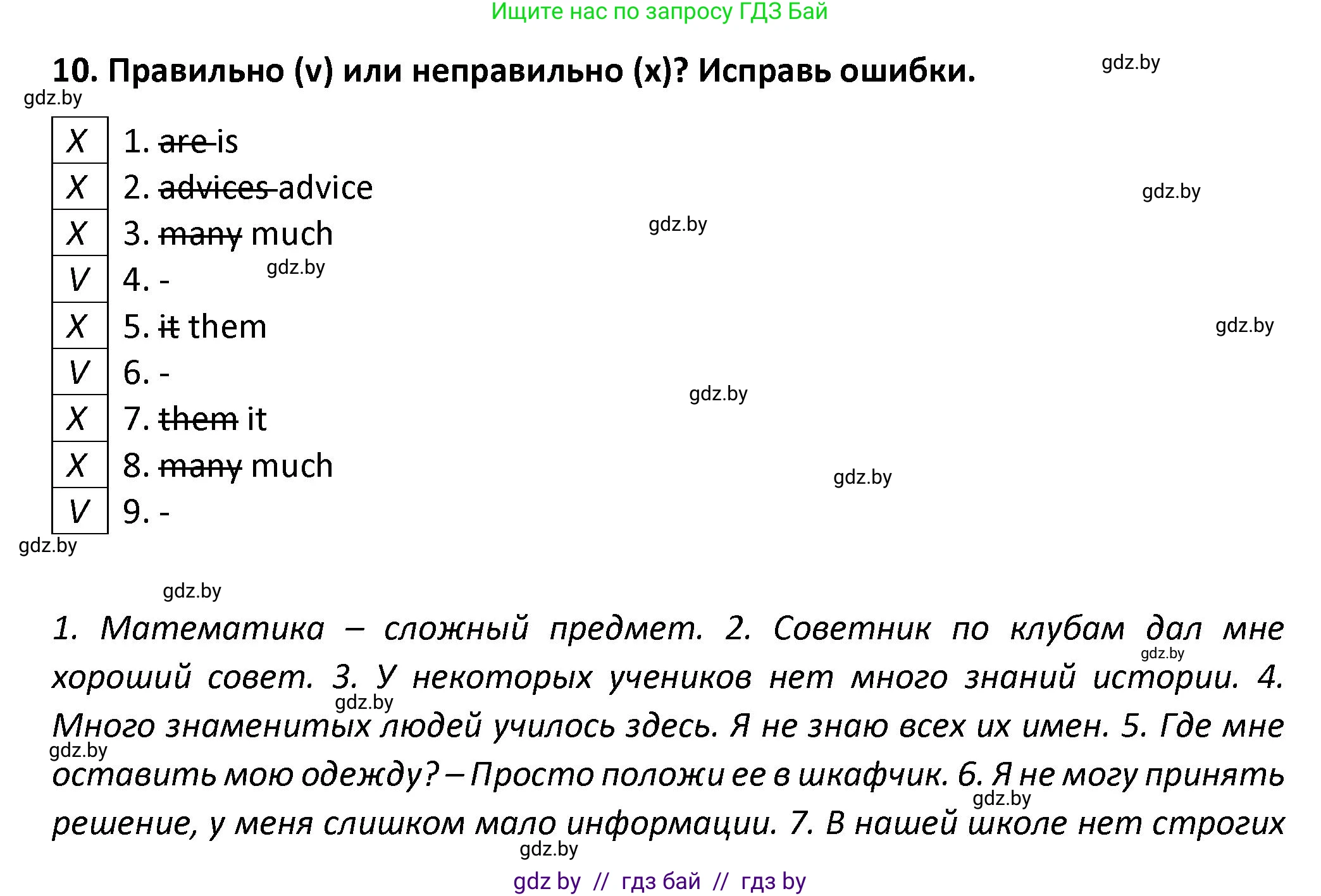 Английский язык (english), 8 класс Тетрадь по грамматике (grammar), авторы: Севрюкова Татьяна Юрьевна, Бушуева Эдите Владиславовна, Юхнель Наталья Валентиновна, издательство Аверсэв, Минск, 2021, салатового цвета, страница 24, номер 10, Решение