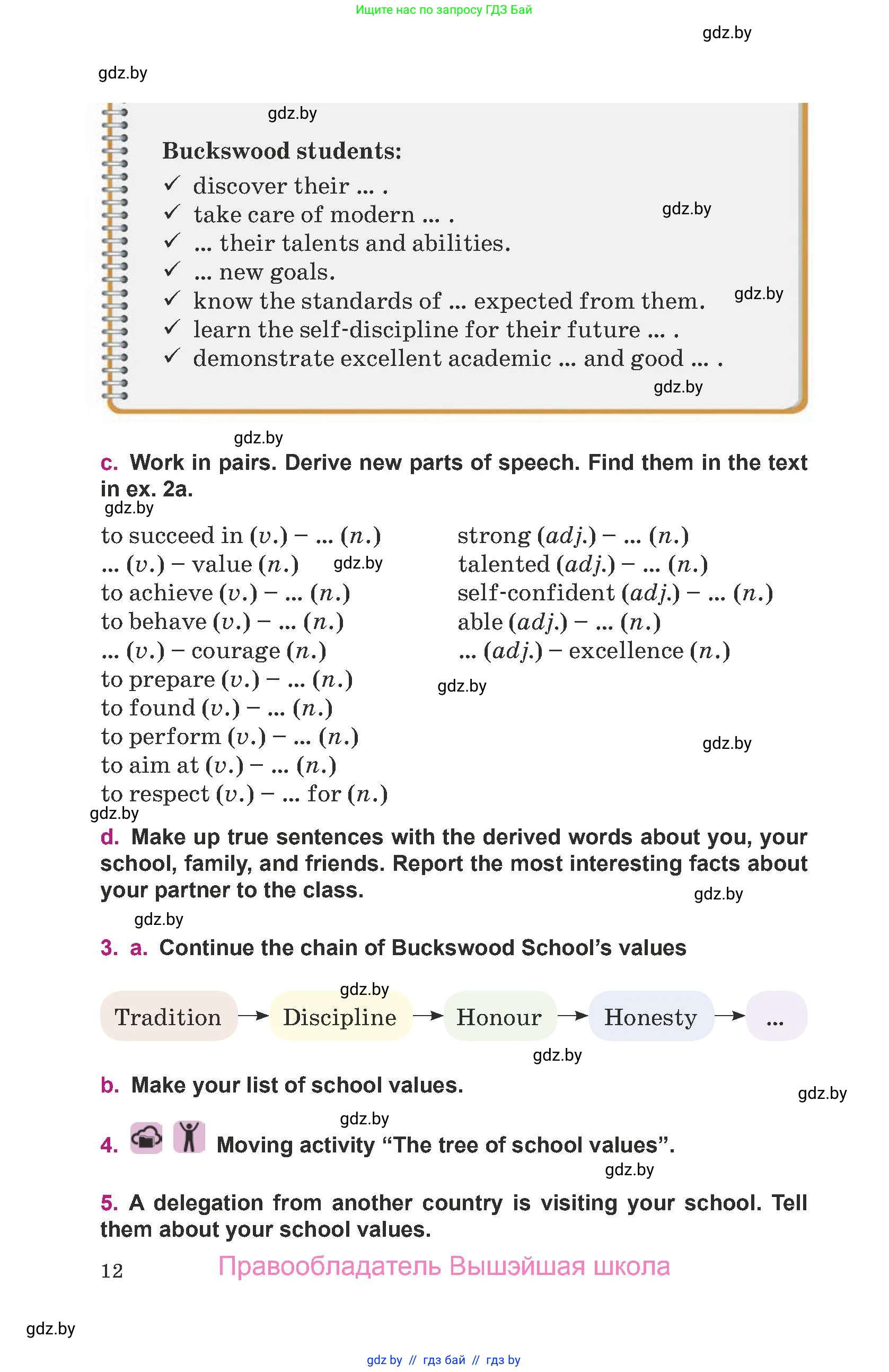 Английский язык (english), 8 класс Учебник, авторы: Демченко Наталья Валентиновна, Севрюкова Татьяна Юрьевна, Наумова Елена Георгиевна, Рыбалко О Н, Манешина А В, Маслёнченко Н А, Бушуева Эдите Владиславовна, издательство Вышэйшая школа, Минск, 2020, розового цвета, Часть ( Part) 1, страница 12