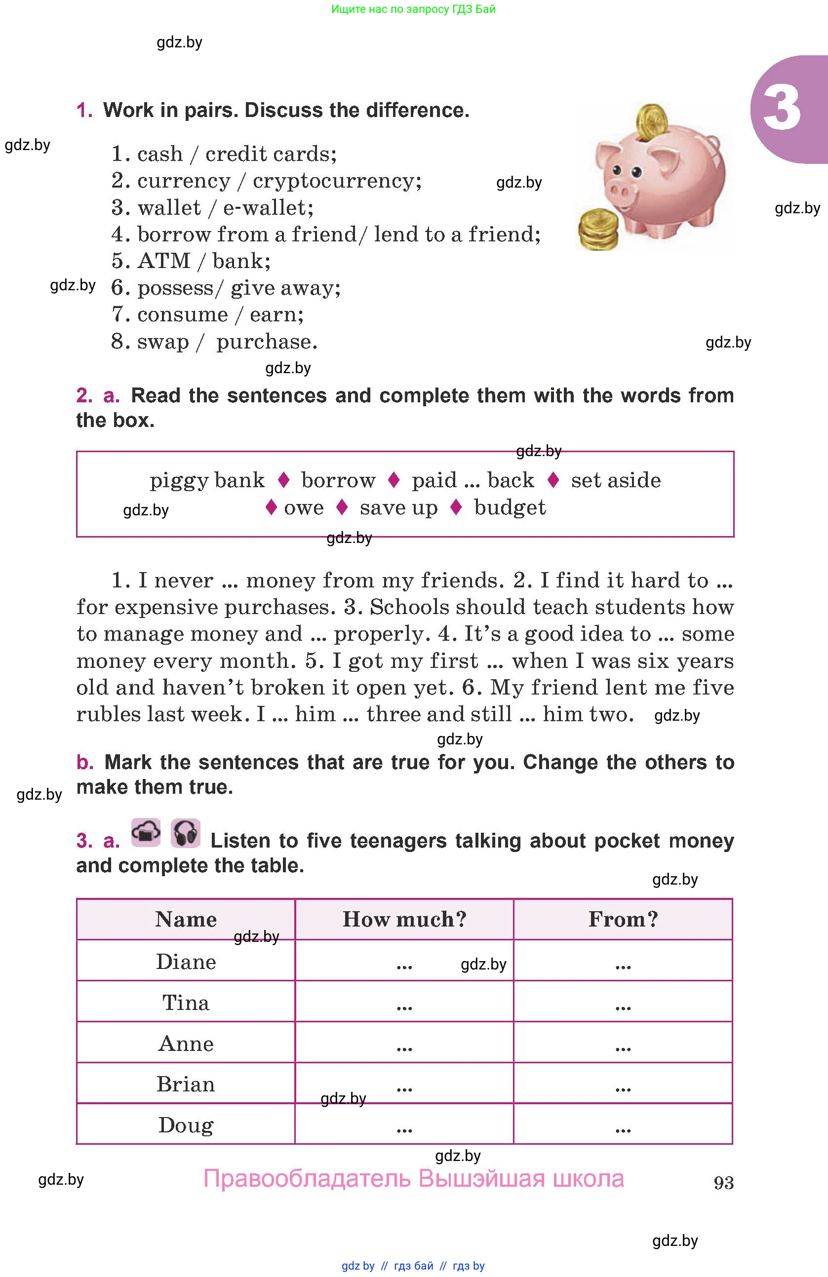 Английский язык (english), 8 класс Учебник, авторы: Демченко Наталья Валентиновна, Севрюкова Татьяна Юрьевна, Наумова Елена Георгиевна, Рыбалко О Н, Манешина А В, Маслёнченко Н А, Бушуева Эдите Владиславовна, издательство Вышэйшая школа, Минск, 2020, розового цвета, Часть ( Part) 1, страница 93