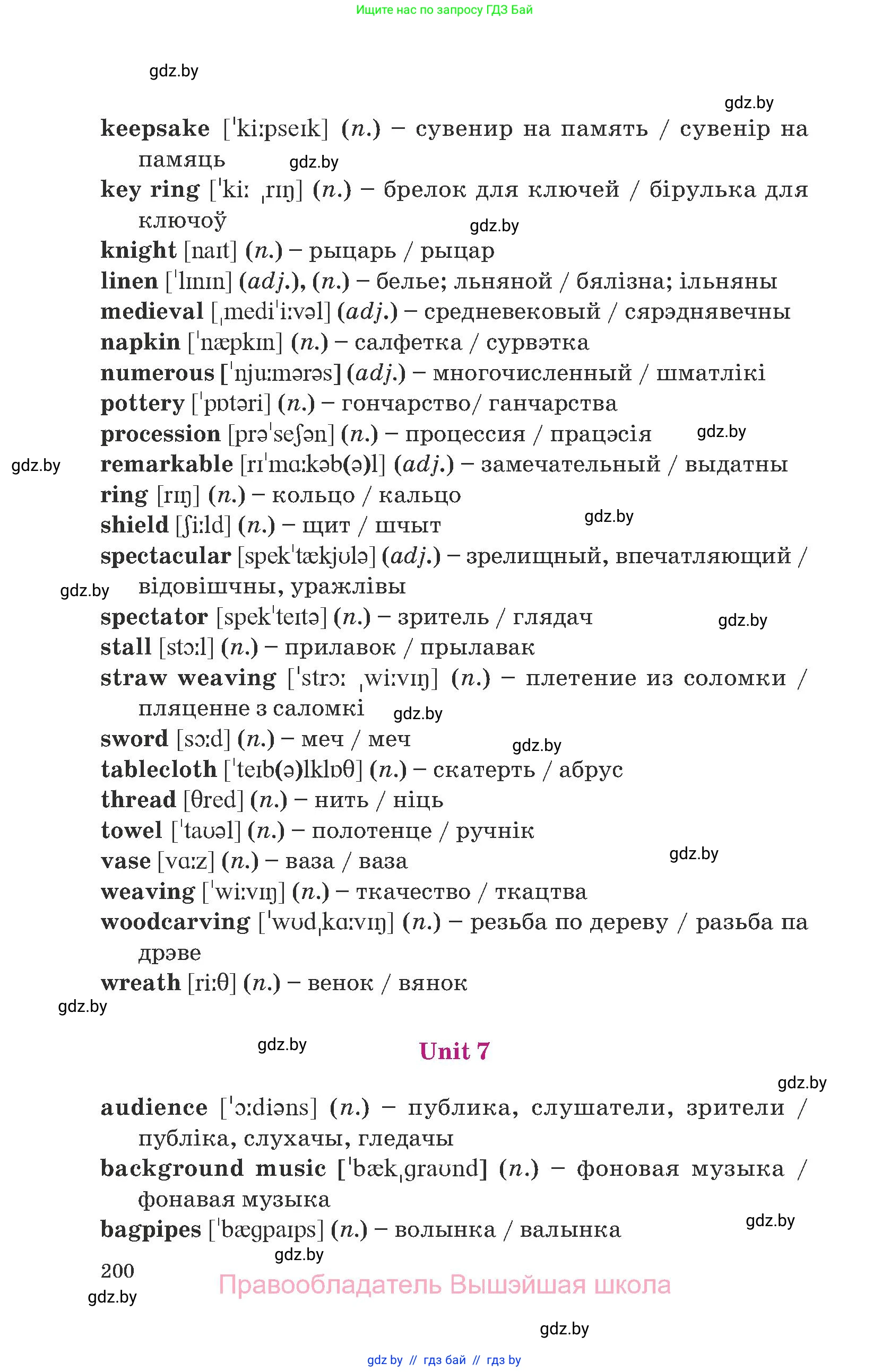 Английский язык (english), 8 класс Учебник, авторы: Демченко Наталья Валентиновна, Севрюкова Татьяна Юрьевна, Наумова Елена Георгиевна, Рыбалко О Н, Манешина А В, Маслёнченко Н А, Бушуева Эдите Владиславовна, издательство Вышэйшая школа, Минск, 2020, розового цвета, страница 200