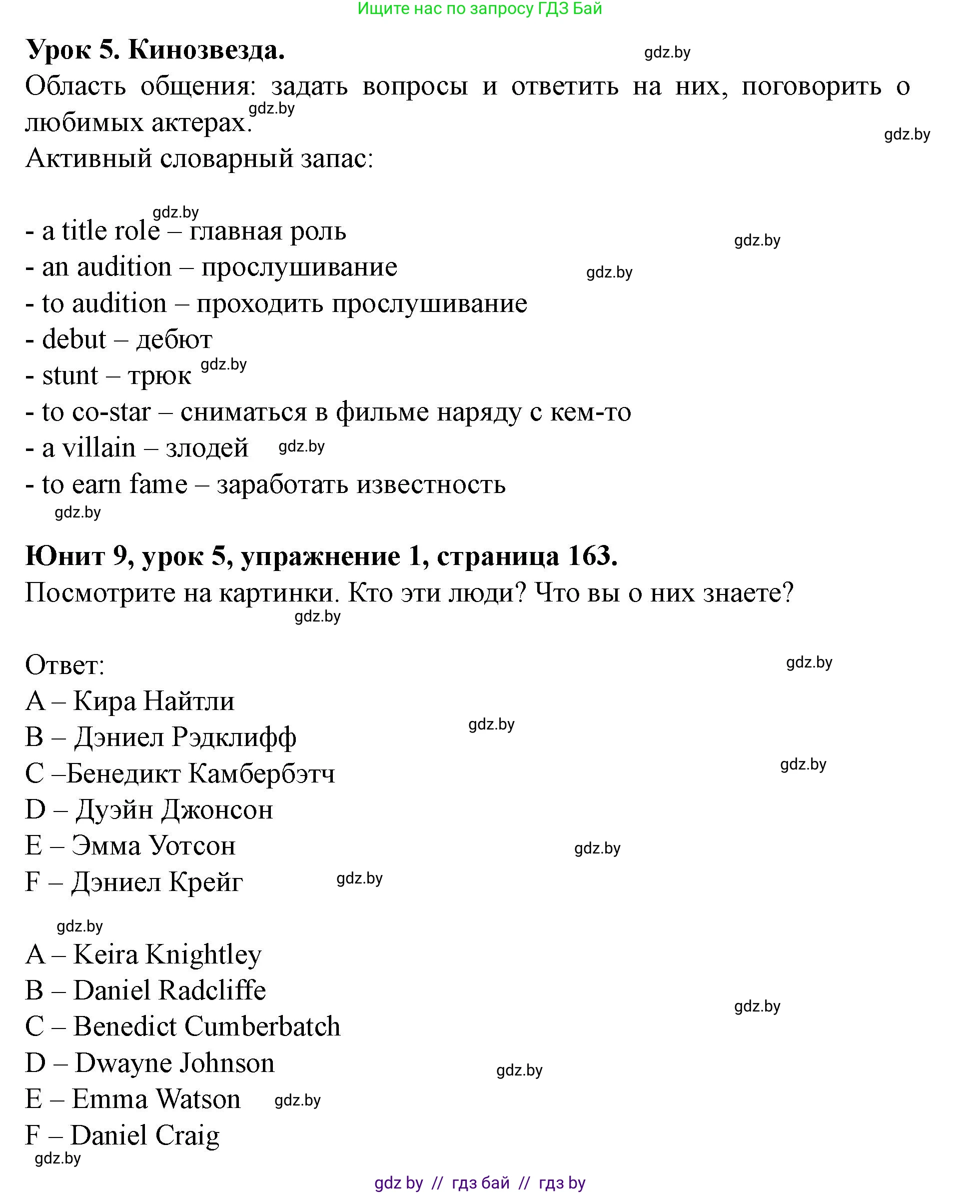 Английский язык (english), 8 класс Учебник, авторы: Демченко Наталья Валентиновна, Севрюкова Татьяна Юрьевна, Наумова Елена Георгиевна, Рыбалко О Н, Манешина А В, Маслёнченко Н А, Бушуева Эдите Владиславовна, издательство Вышэйшая школа, Минск, 2020, розового цвета, Часть ( Part) 2, страница 163, номер 1, Решение