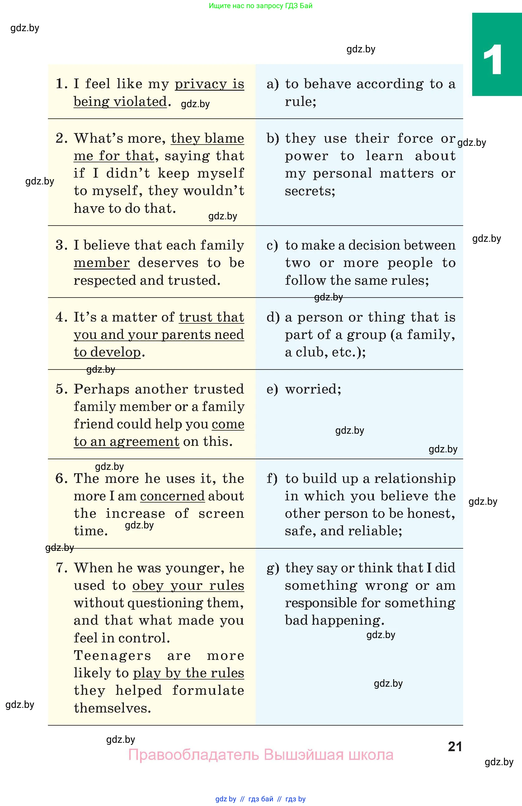 Английский язык (english), 9 класс Учебник (Student's book), авторы: Демченко Наталья Валентиновна, Юхнель Наталья Валентиновна, Романчук Вероника Романовна, Малиновская Елена Александровна, Севрюкова Татьяна Юрьевна, издательство Вышэйшая школа, Минск, 2022, белого цвета, Часть ( Part) 2, страница 21