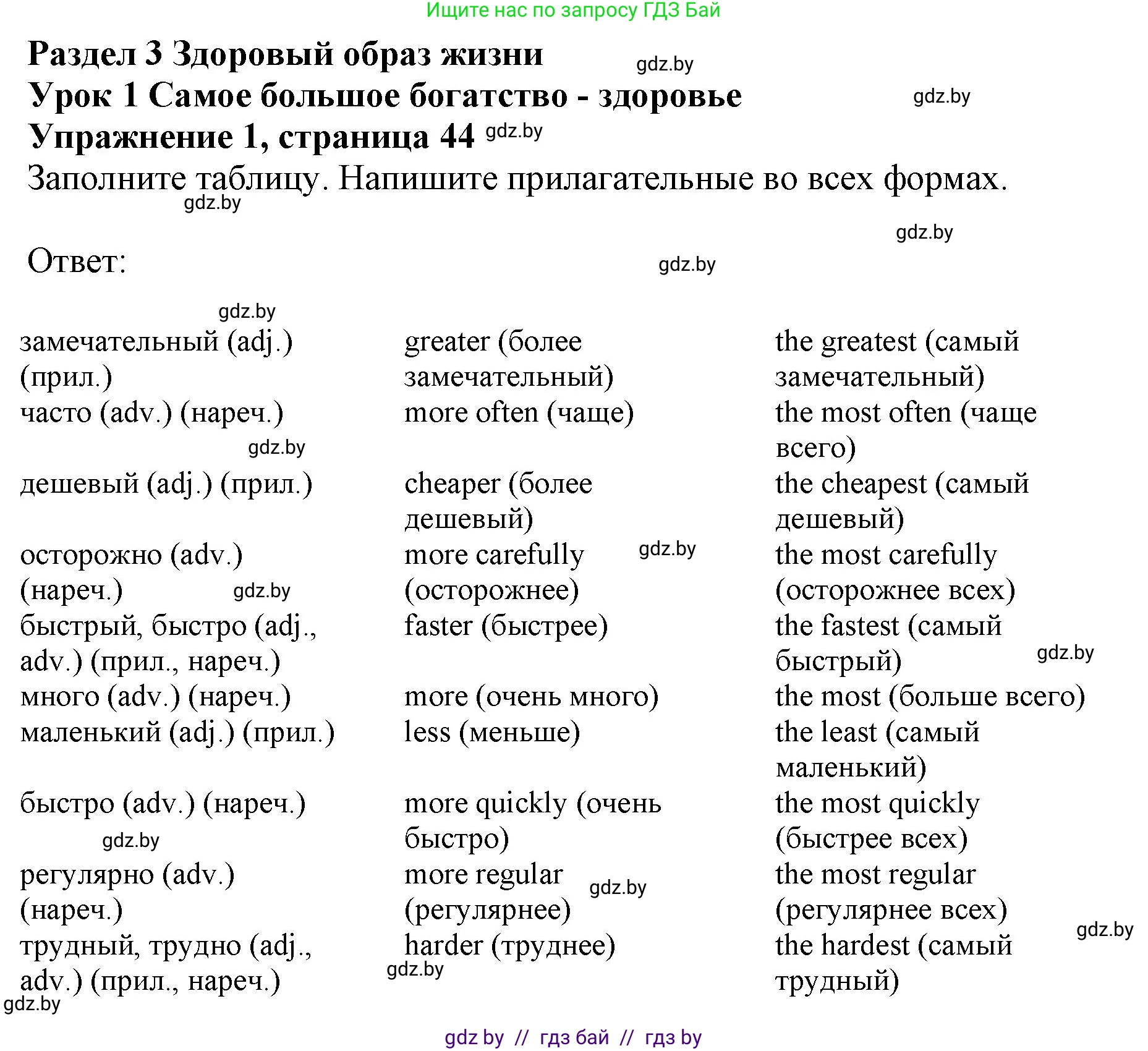 Английский язык (english), 9 класс Рабочая тетрадь (workbook), авторы: Лапицкая Людмила Михайловна (Lapitskaya Ludmila), Демченко Наталья Валентиновна, Волков Андрей Валерьевич, Калишевич Алла Ивановна, Севрюкова Татьяна Юрьевна, Юхнель Наталья Валентиновна, издательство Аверсэв, Минск, 2019, голубого цвета, Часть ( Part) 1, страница 44, номер 1, Решение 2