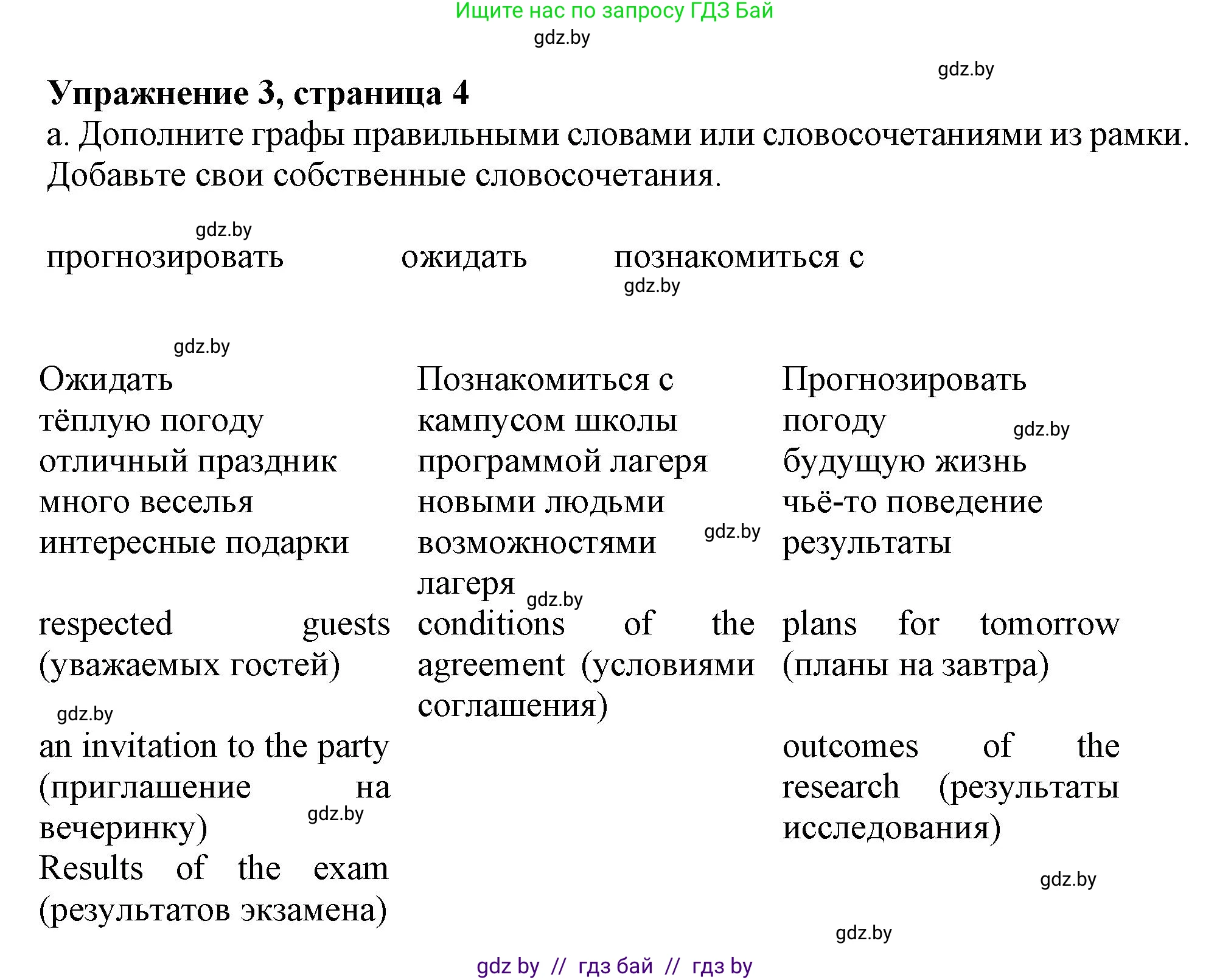 Английский язык (english), 9 класс Рабочая тетрадь (workbook), авторы: Лапицкая Людмила Михайловна (Lapitskaya Ludmila), Демченко Наталья Валентиновна, Волков Андрей Валерьевич, Калишевич Алла Ивановна, Севрюкова Татьяна Юрьевна, Юхнель Наталья Валентиновна, издательство Аверсэв, Минск, 2019, голубого цвета, Часть ( Part) 2, страница 4, номер 3a, Решение 2