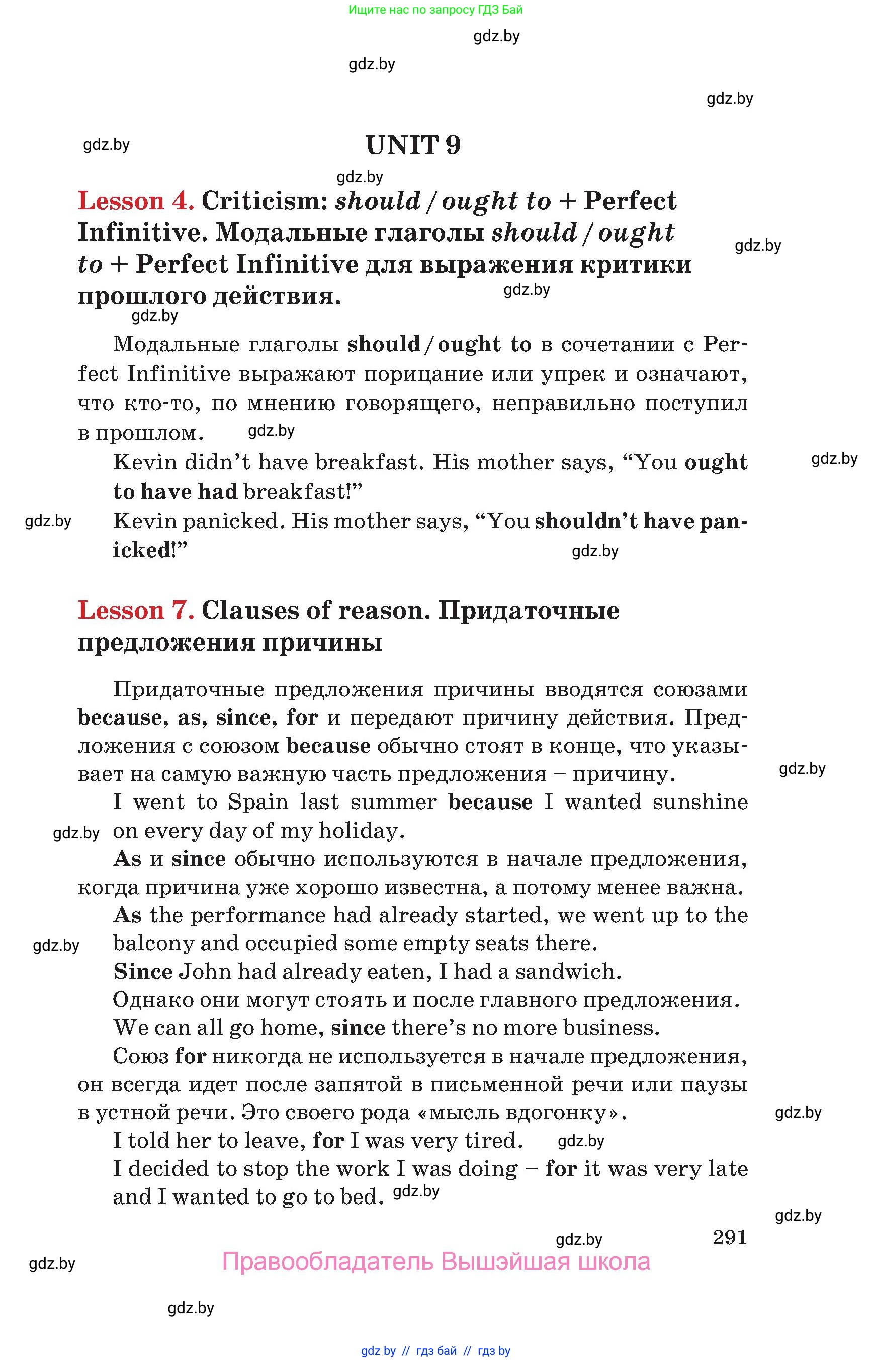 Английский язык (english), 9 класс Учебник (Student's book), авторы: Лапицкая Людмила Михайловна (Lapitskaya Ludmila), Демченко Наталья Валентиновна, Волков Андрей Валерьевич, Калишевич Алла Ивановна, Севрюкова Татьяна Юрьевна, Юхнель Наталья Валентиновна, издательство Вышэйшая школа, Минск, 2018, страница 291