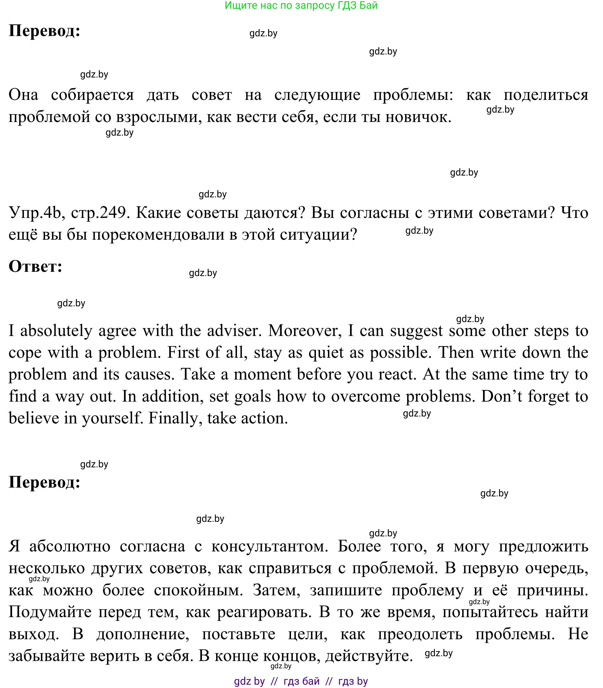 Английский язык (english), 9 класс Учебник (Student's book), авторы: Лапицкая Людмила Михайловна (Lapitskaya Ludmila), Демченко Наталья Валентиновна, Волков Андрей Валерьевич, Калишевич Алла Ивановна, Севрюкова Татьяна Юрьевна, Юхнель Наталья Валентиновна, издательство Вышэйшая школа, Минск, 2018, страница 248, номер 4, Решение 2 (продолжение 2)
