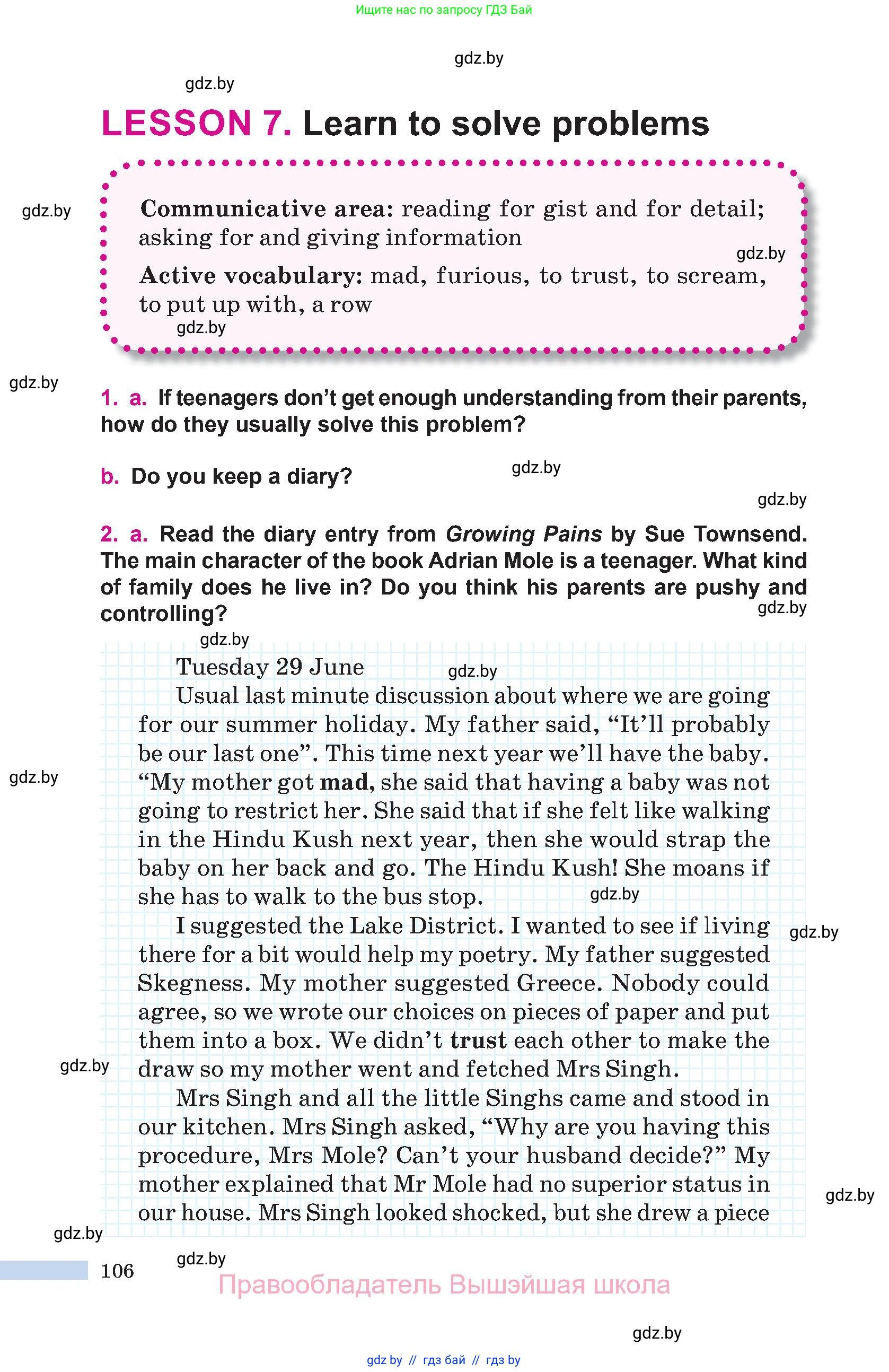 Английский язык (english), 10 класс Учебник (Student's book), авторы: Демченко Наталья Валентиновна, Юхнель Наталья Валентиновна, Севрюкова Татьяна Юрьевна, Бушуева Эдите Владиславовна, Лапицкая Людмила Михайловна (Lapitskaya Ludmila), издательство Вышэйшая школа, Минск, 2021, голубого цвета, Часть ( Part) 1, страница 106