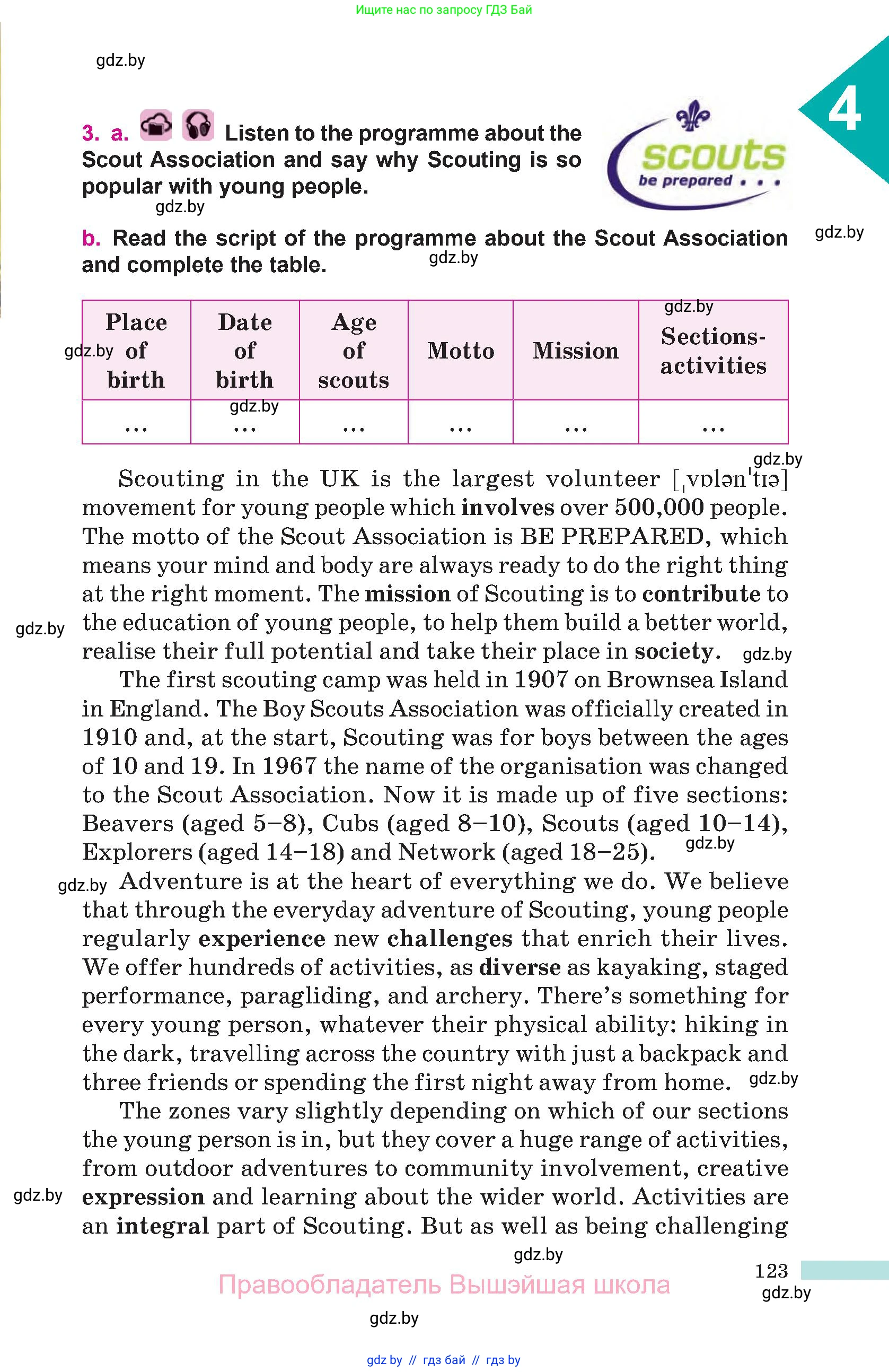 Английский язык (english), 10 класс Учебник (Student's book), авторы: Демченко Наталья Валентиновна, Юхнель Наталья Валентиновна, Севрюкова Татьяна Юрьевна, Бушуева Эдите Владиславовна, Лапицкая Людмила Михайловна (Lapitskaya Ludmila), издательство Вышэйшая школа, Минск, 2021, голубого цвета, Часть ( Part) 1, страница 123