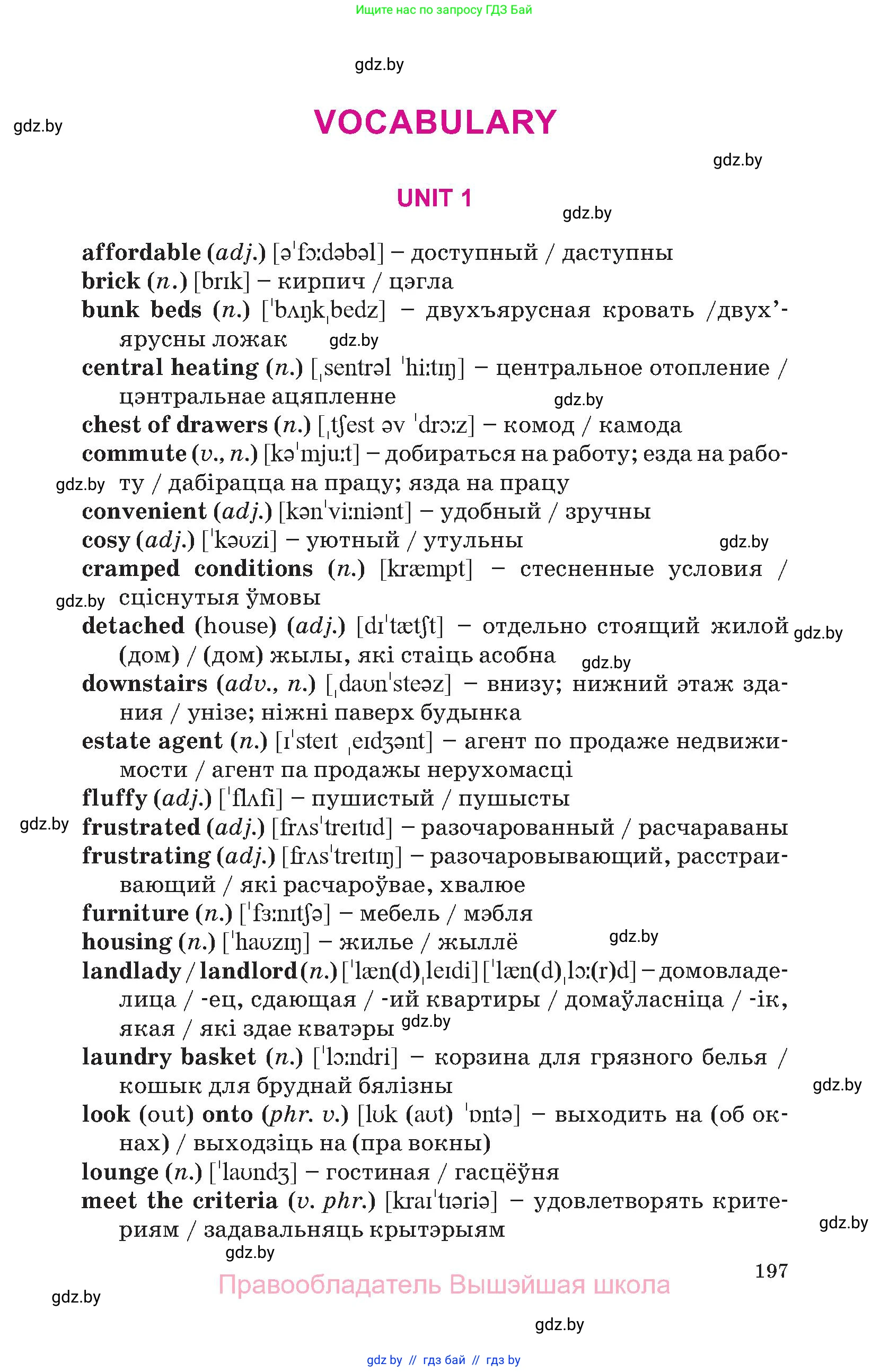 Английский язык (english), 10 класс Учебник (Student's book), авторы: Демченко Наталья Валентиновна, Юхнель Наталья Валентиновна, Севрюкова Татьяна Юрьевна, Бушуева Эдите Владиславовна, Лапицкая Людмила Михайловна (Lapitskaya Ludmila), издательство Вышэйшая школа, Минск, 2021, голубого цвета, страница 197