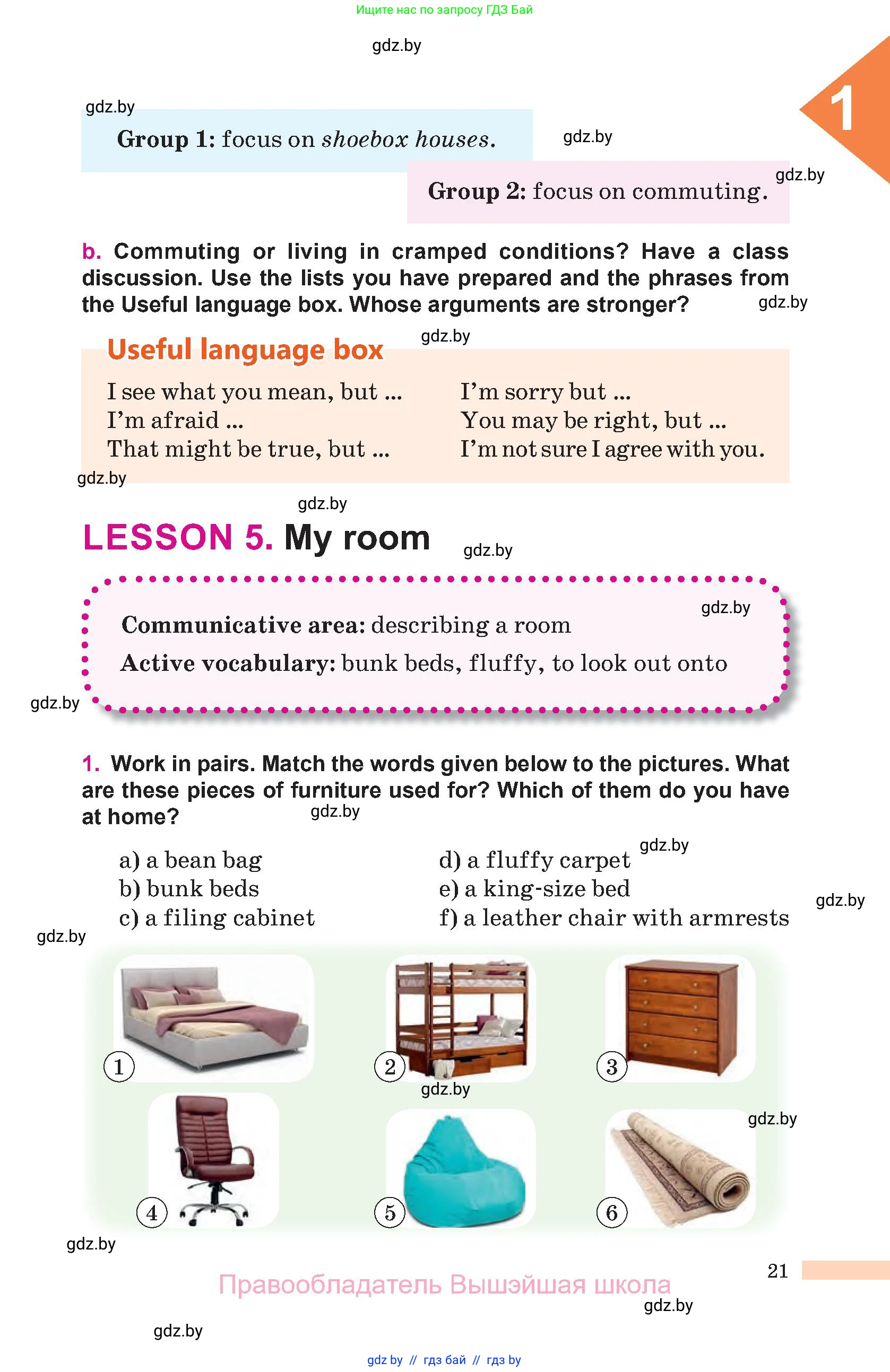 Английский язык (english), 10 класс Учебник (Student's book), авторы: Демченко Наталья Валентиновна, Юхнель Наталья Валентиновна, Севрюкова Татьяна Юрьевна, Бушуева Эдите Владиславовна, Лапицкая Людмила Михайловна (Lapitskaya Ludmila), издательство Вышэйшая школа, Минск, 2021, голубого цвета, Часть ( Part) 1, страница 21