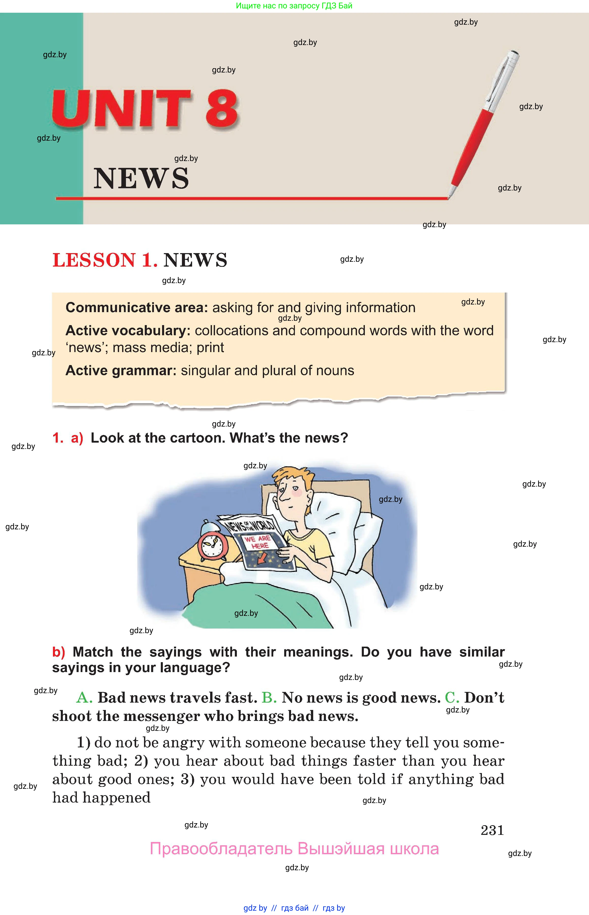 Английский язык (english), 10 класс Учебник (Student's book), авторы: Юхнель Наталья Валентиновна, Наумова Елена Георгиевна, Демченко Наталья Валентиновна, издательство Вышэйшая школа, Минск, 2019, страница 231