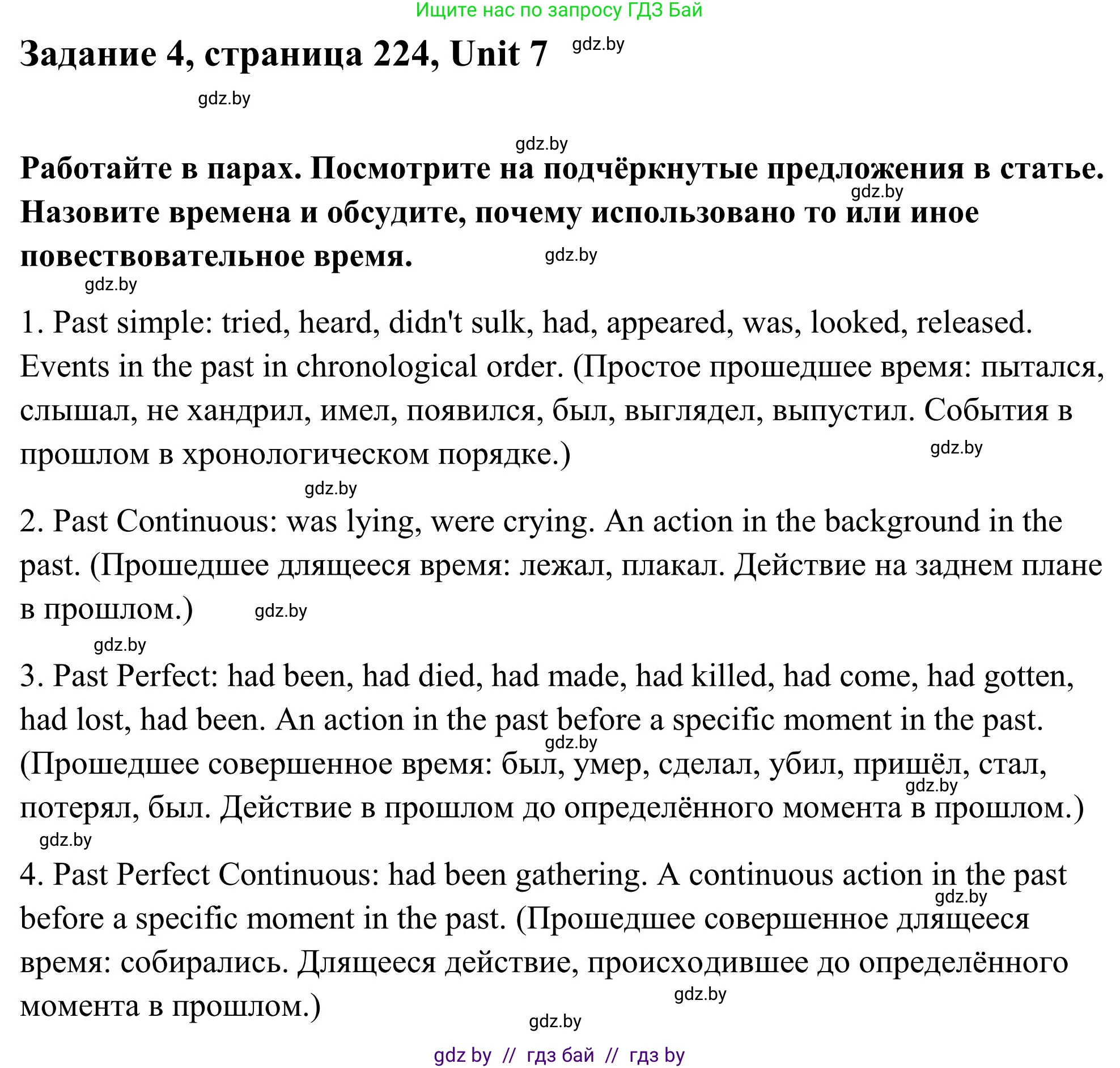 Английский язык (english), 10 класс Учебник (Student's book), авторы: Юхнель Наталья Валентиновна, Наумова Елена Георгиевна, Демченко Наталья Валентиновна, издательство Вышэйшая школа, Минск, 2019, страница 224, номер 4, Решение