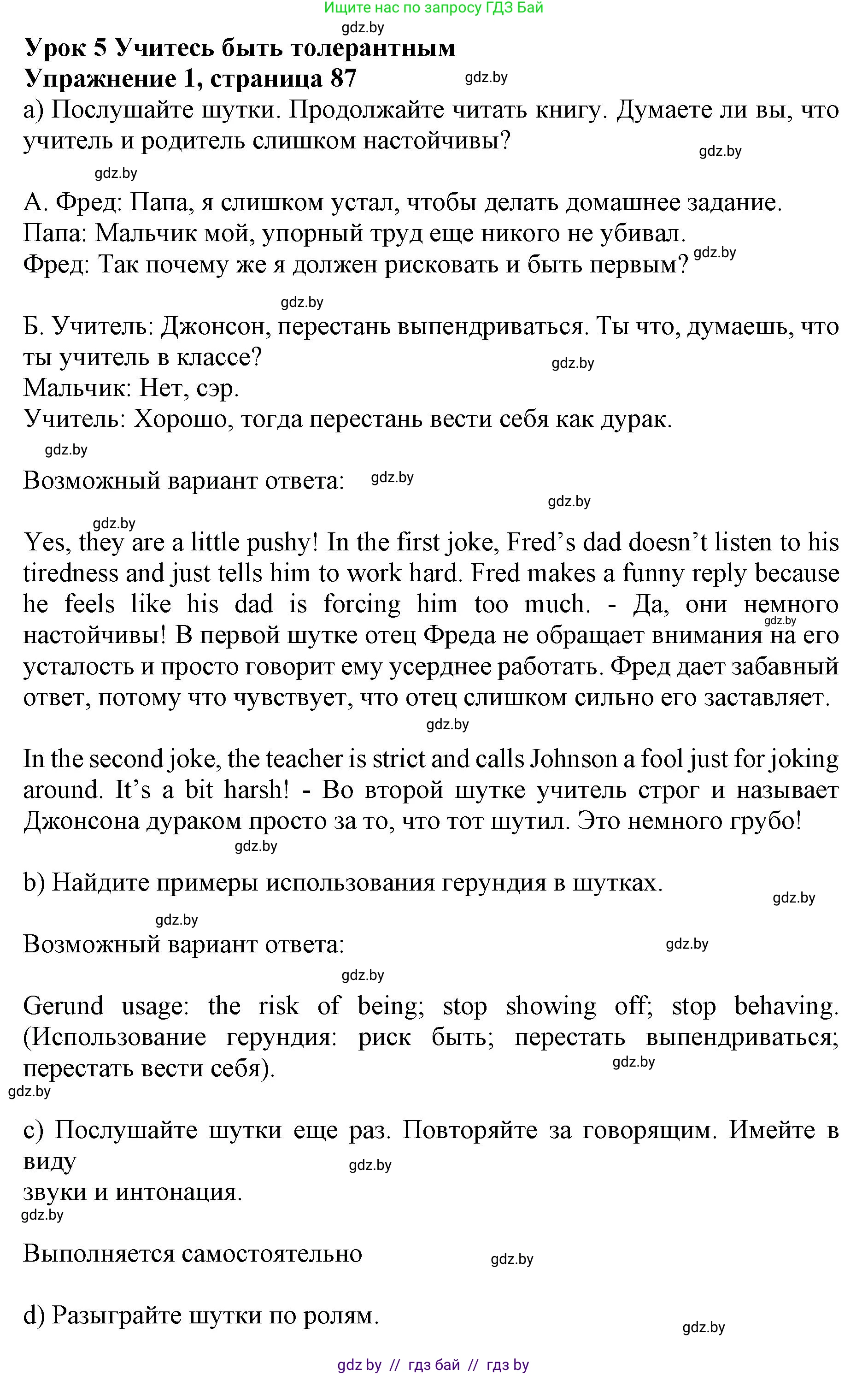 Английский язык (english), 10 класс Учебник (Student's book), авторы: Юхнель Наталья Валентиновна, Наумова Елена Георгиевна, Демченко Наталья Валентиновна, издательство Вышэйшая школа, Минск, 2019, страница 87, номер 1, Решение 2