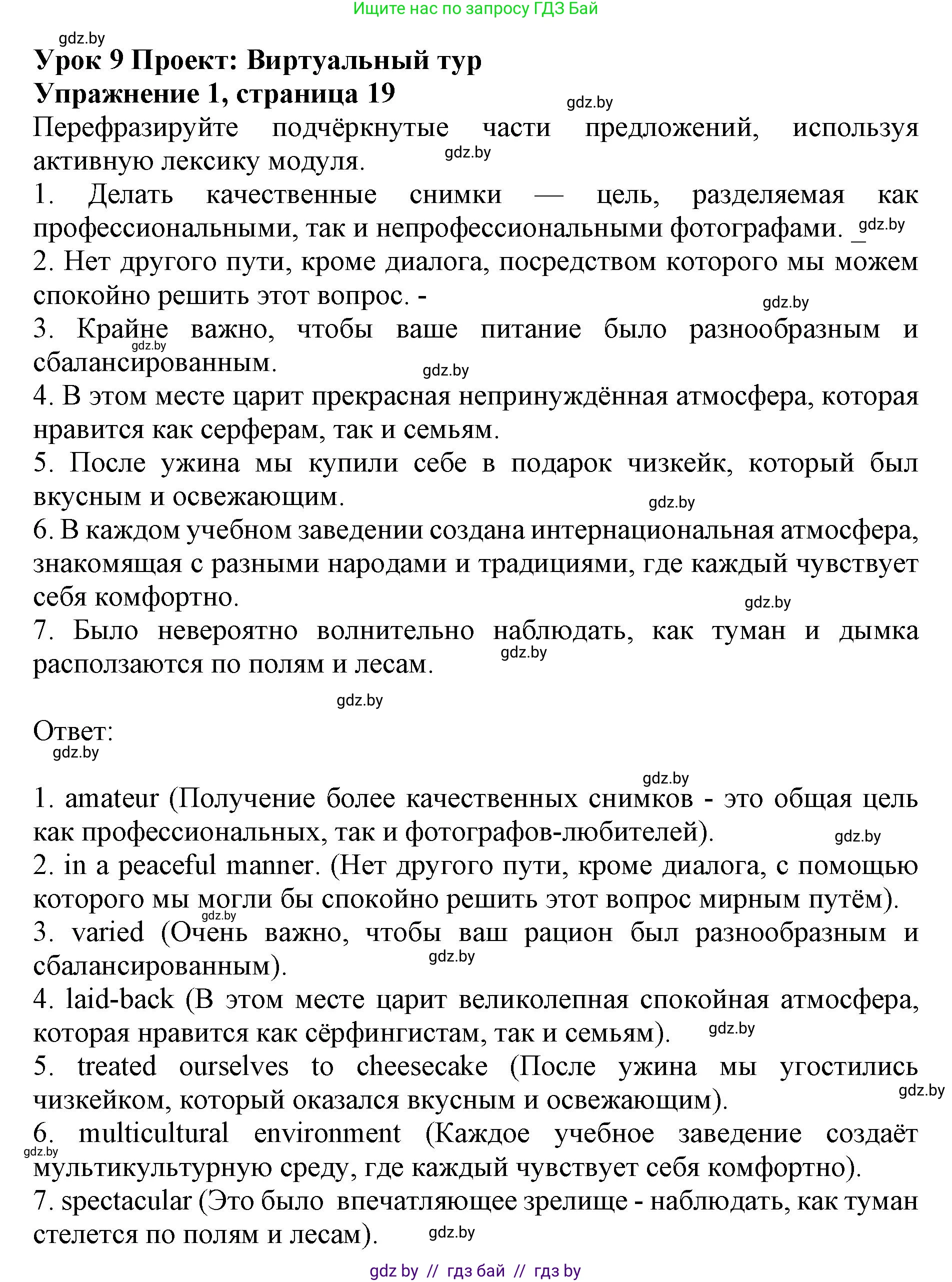 Английский язык (english), 11 класс практикум (activity book ), авторы: Демченко Наталья Валентиновна, Бушуева Эдите Владиславовна, Севрюкова Татьяна Юрьевна, Лапицкая Людмила Михайловна (Lapitskaya Ludmila), Романчук Вероника Романовна, Яковчиц Т Н, издательство Аверсэв, Минск, 2023, Часть 2, страница 19, номер 1, Решение