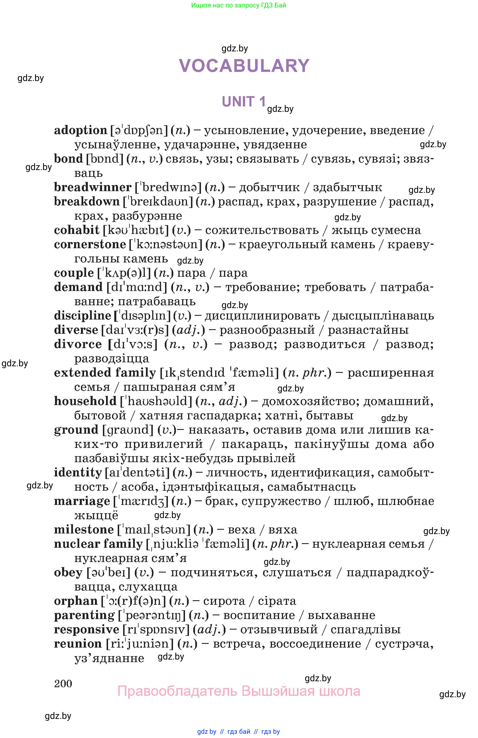 Английский язык (english), 11 класс Учебник (Student's book), авторы: Демченко Наталья Валентиновна, Бушуева Эдите Владиславовна, Севрюкова Татьяна Юрьевна, Лапицкая Людмила Михайловна (Lapitskaya Ludmila), Романчук Вероника Романовна, издательство Вышэйшая школа, Минск, 2022, розового цвета, страница 200