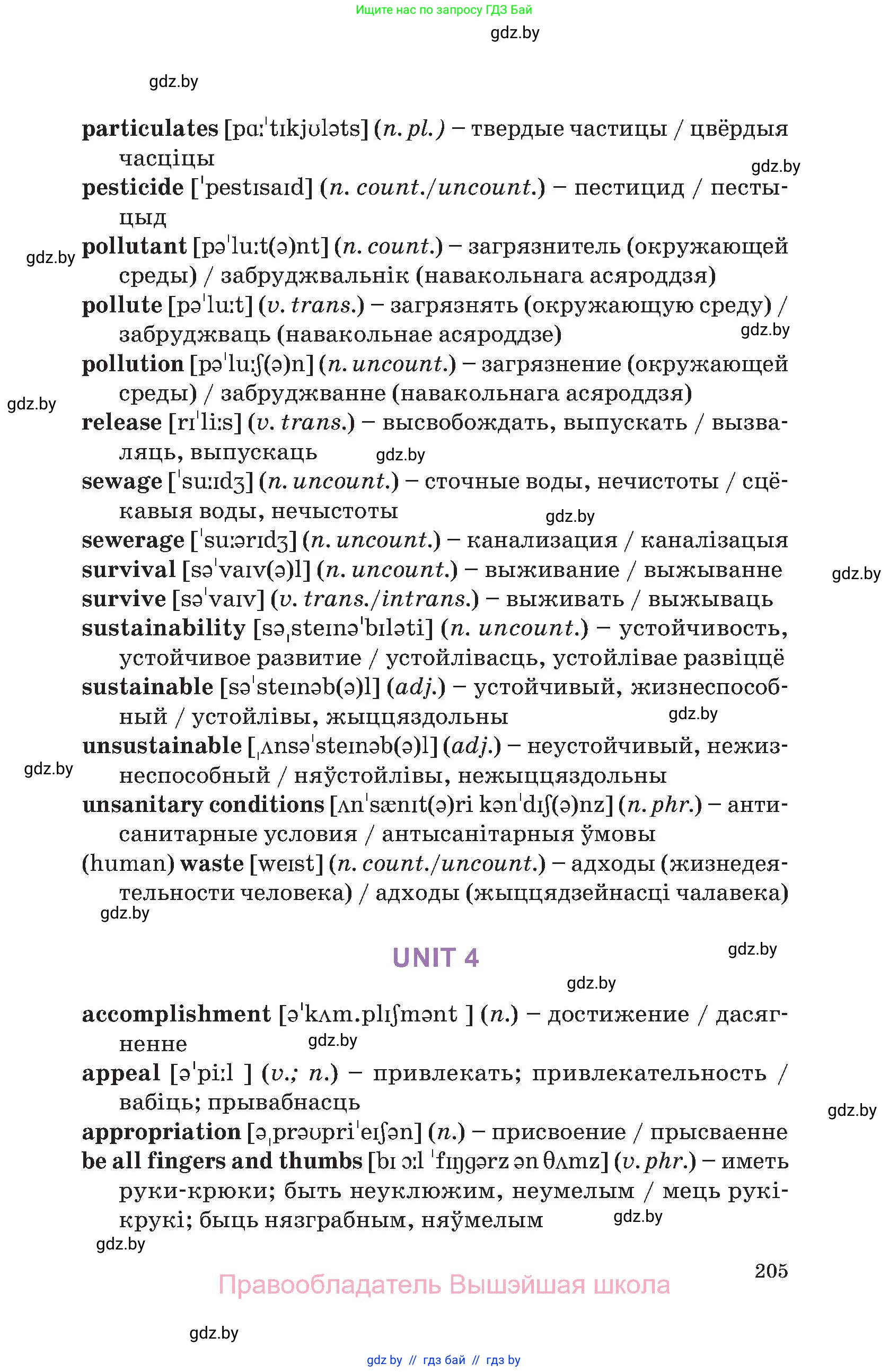 Английский язык (english), 11 класс Учебник (Student's book), авторы: Демченко Наталья Валентиновна, Бушуева Эдите Владиславовна, Севрюкова Татьяна Юрьевна, Лапицкая Людмила Михайловна (Lapitskaya Ludmila), Романчук Вероника Романовна, издательство Вышэйшая школа, Минск, 2022, розового цвета, страница 205