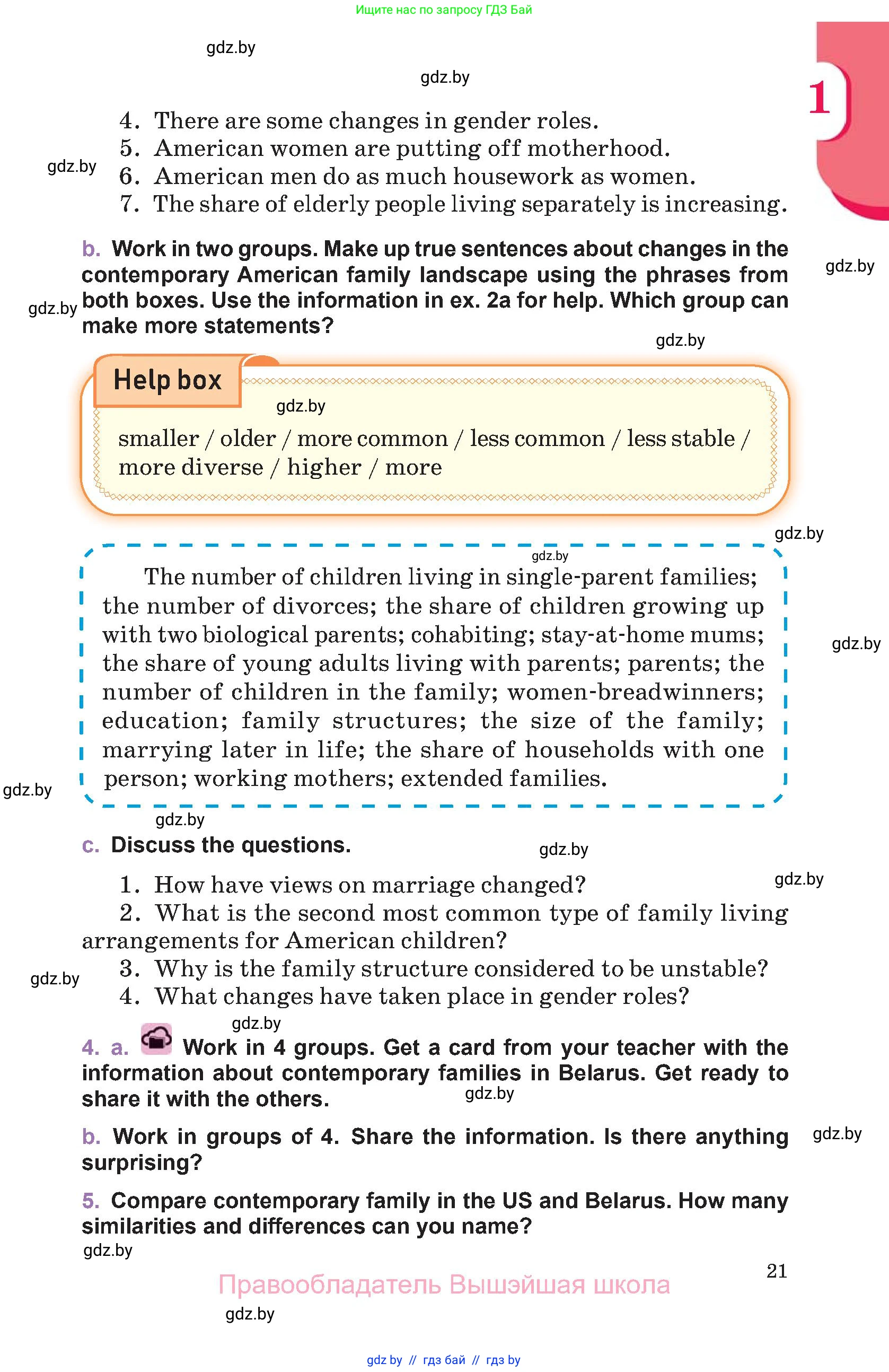 Английский язык (english), 11 класс Учебник (Student's book), авторы: Демченко Наталья Валентиновна, Бушуева Эдите Владиславовна, Севрюкова Татьяна Юрьевна, Лапицкая Людмила Михайловна (Lapitskaya Ludmila), Романчук Вероника Романовна, издательство Вышэйшая школа, Минск, 2022, розового цвета, Часть ( Part) 1, страница 21