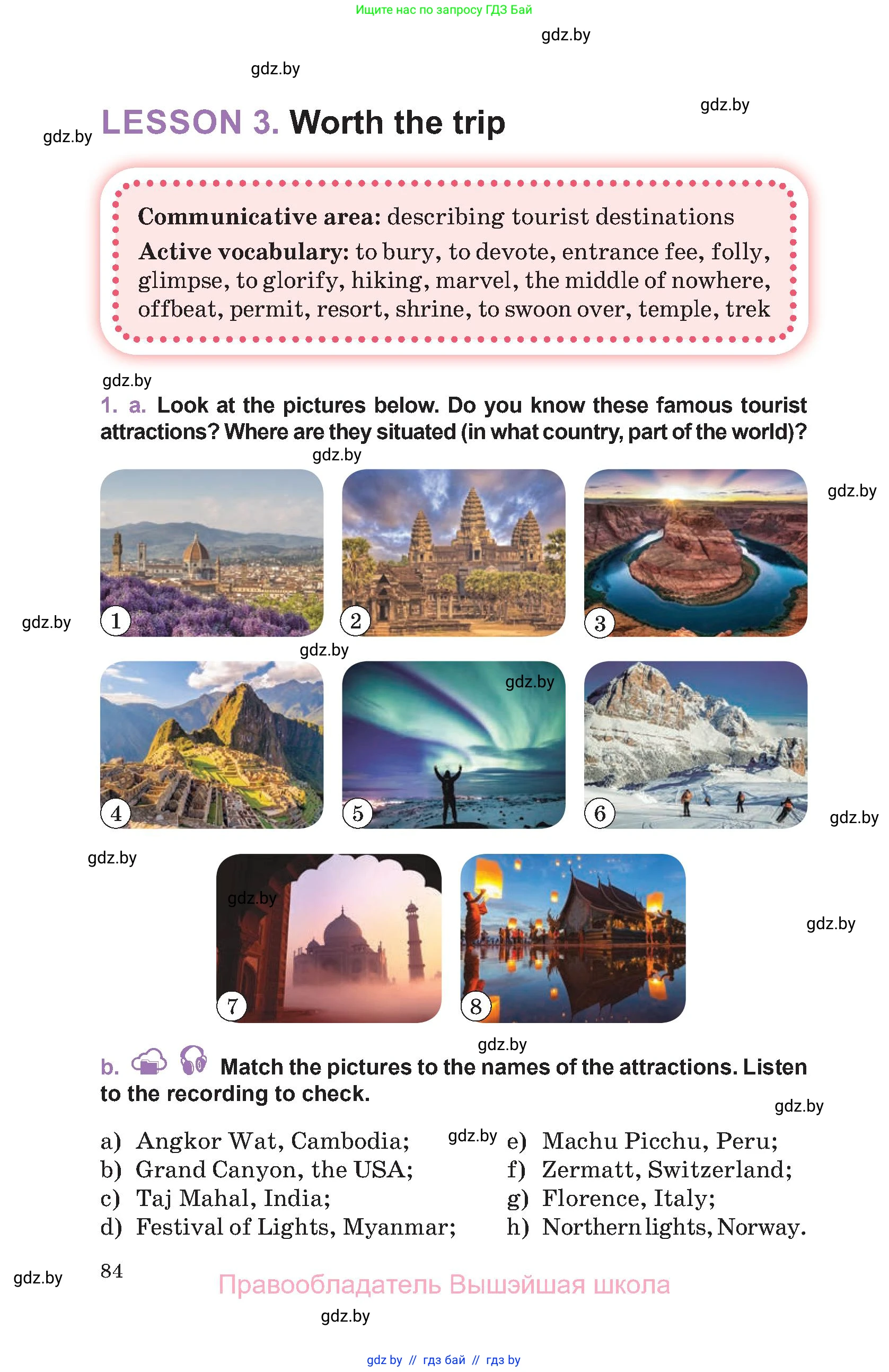 Английский язык (english), 11 класс Учебник (Student's book), авторы: Демченко Наталья Валентиновна, Бушуева Эдите Владиславовна, Севрюкова Татьяна Юрьевна, Лапицкая Людмила Михайловна (Lapitskaya Ludmila), Романчук Вероника Романовна, издательство Вышэйшая школа, Минск, 2022, розового цвета, Часть ( Part) 1, страница 84