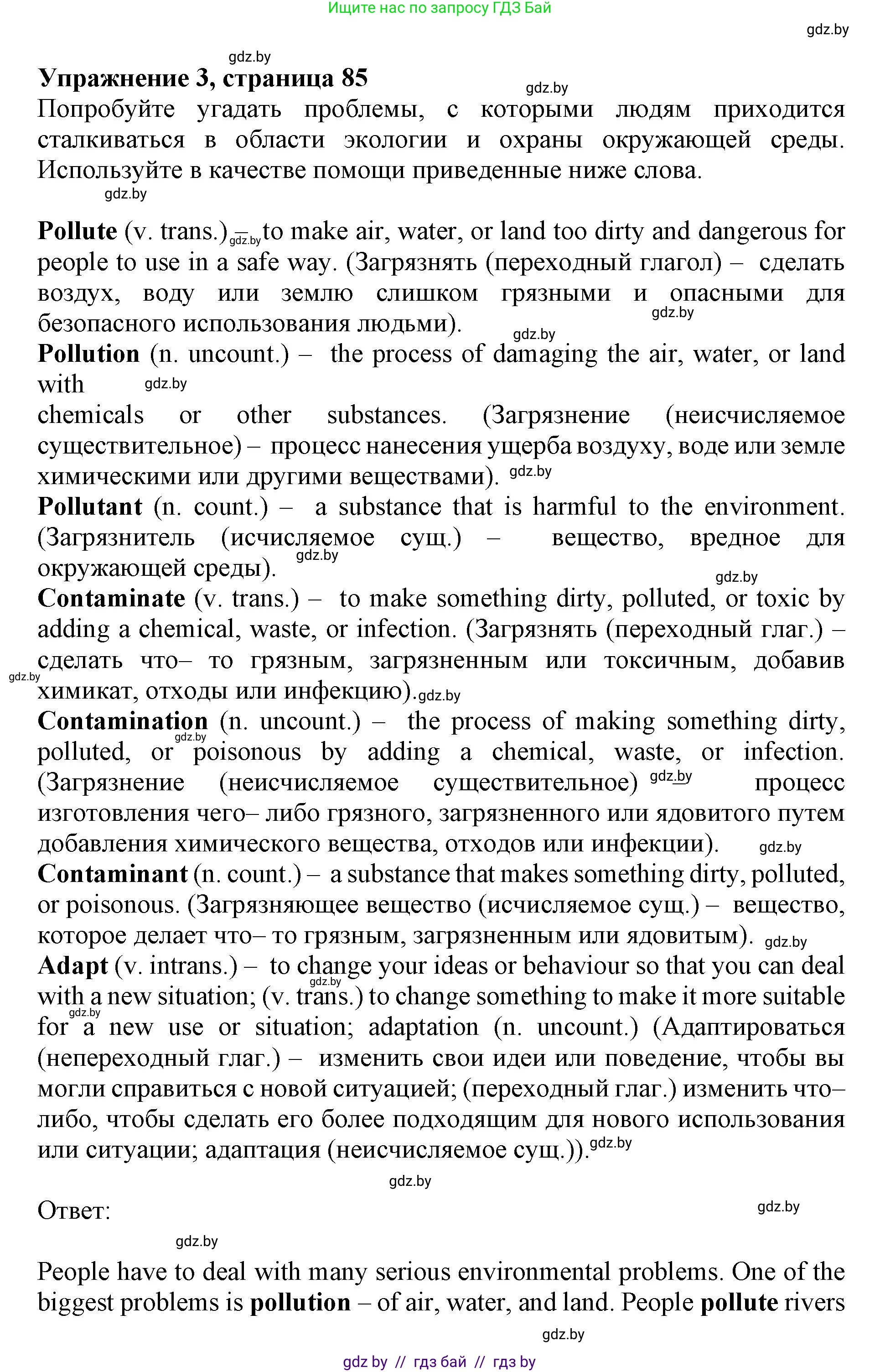 Английский язык (english), 11 класс Учебник (Student's book), авторы: Демченко Наталья Валентиновна, Бушуева Эдите Владиславовна, Севрюкова Татьяна Юрьевна, Лапицкая Людмила Михайловна (Lapitskaya Ludmila), Романчук Вероника Романовна, издательство Вышэйшая школа, Минск, 2022, розового цвета, Часть ( Part) 1, страница 85, номер 3, Решение 1
