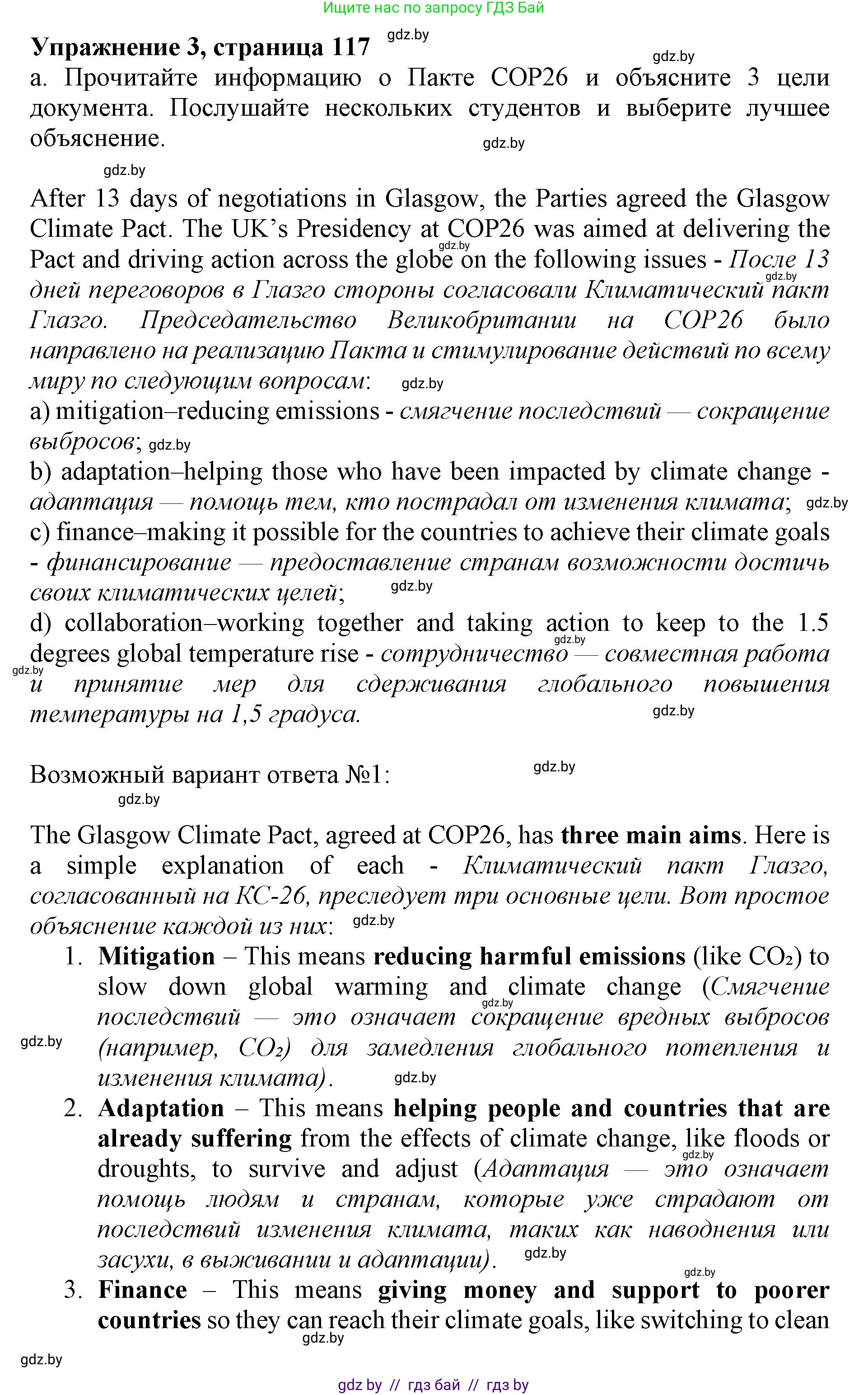 Английский язык (english), 11 класс Учебник (Student's book), авторы: Демченко Наталья Валентиновна, Бушуева Эдите Владиславовна, Севрюкова Татьяна Юрьевна, Лапицкая Людмила Михайловна (Lapitskaya Ludmila), Романчук Вероника Романовна, издательство Вышэйшая школа, Минск, 2022, розового цвета, Часть ( Part) 1, страница 117, номер 3, Решение 1